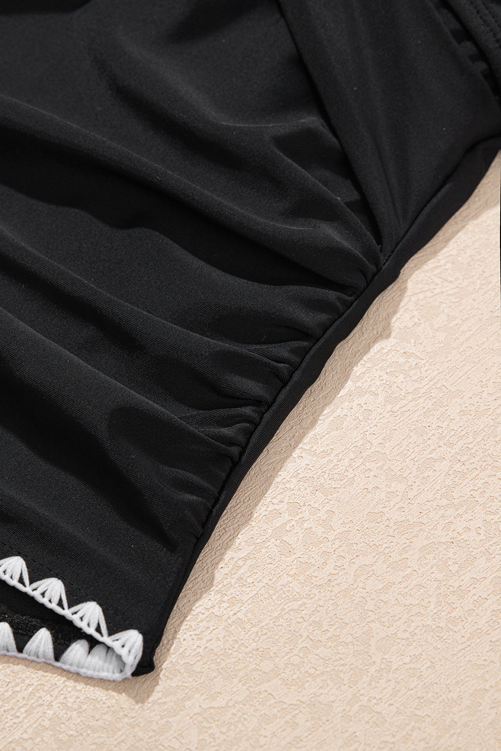 Black Ric Rac Trim Contrasted Patchwork Cutout One Piece Swimsuit-Swimwear/One Piece Swimsuit-[Adult]-[Female]-2022 Online Blue Zone Planet