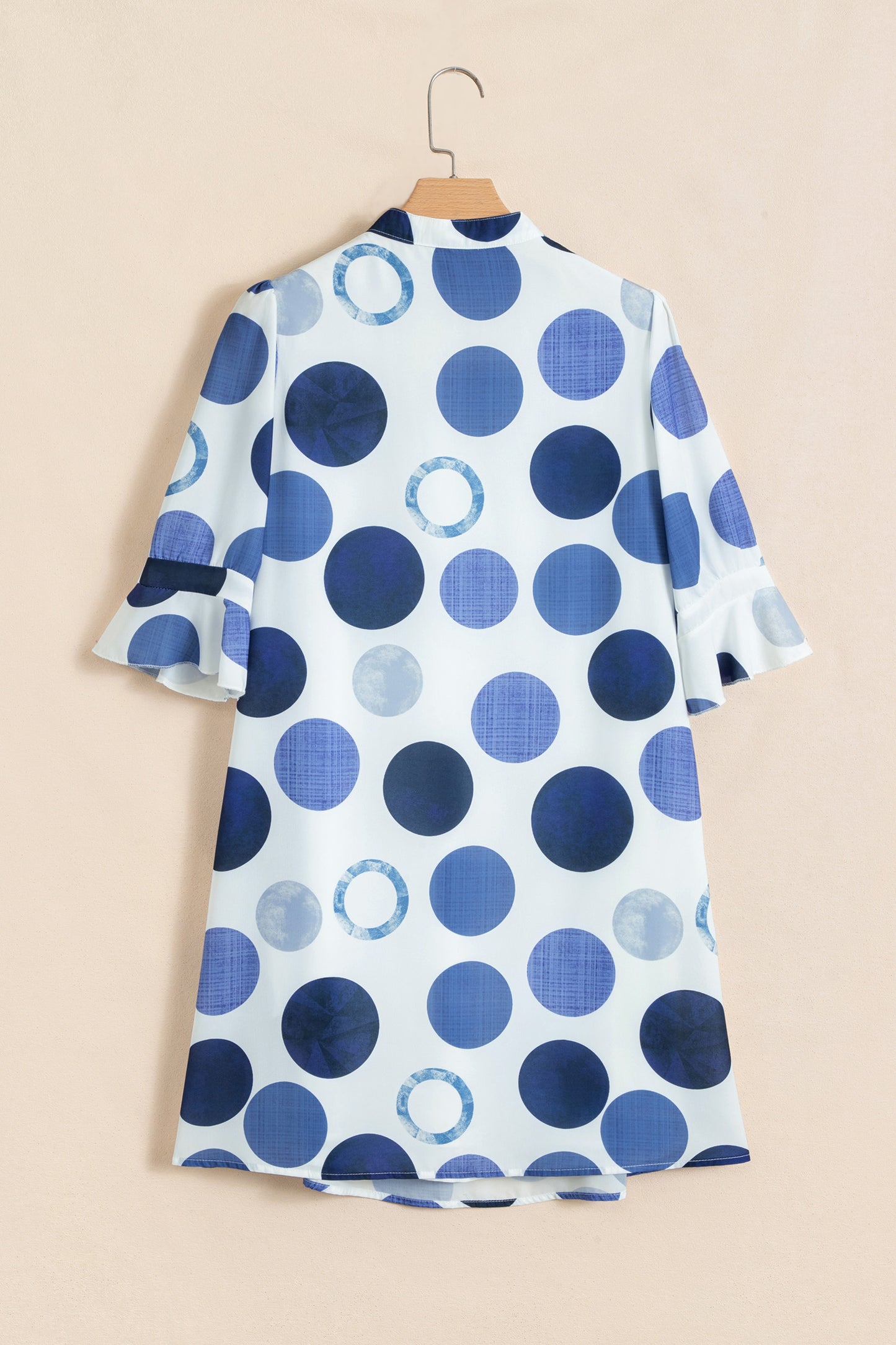 Green Polka Dot Print Flounced Half Sleeve Casual Vacation Style Mini Dress-TOPS / DRESSES-[Adult]-[Female]-2022 Online Blue Zone Planet