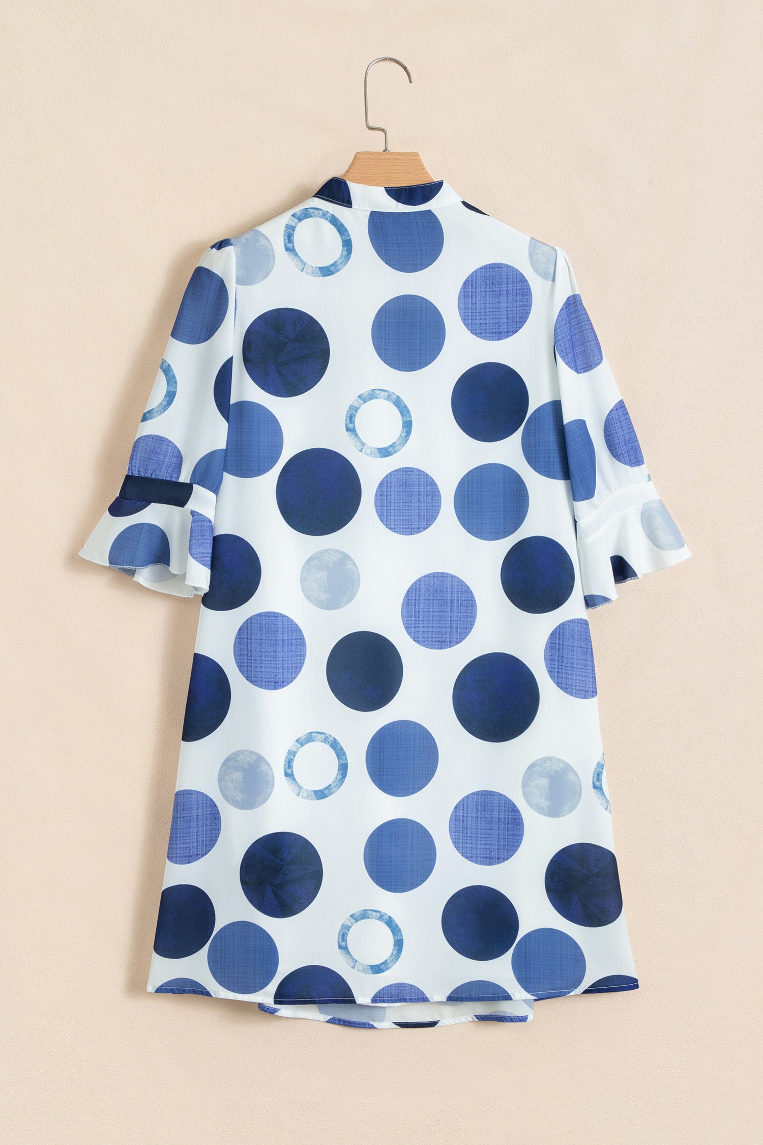Green Polka Dot Print Flounced Half Sleeve Casual Vacation Style Mini Dress-TOPS / DRESSES-[Adult]-[Female]-2022 Online Blue Zone Planet
