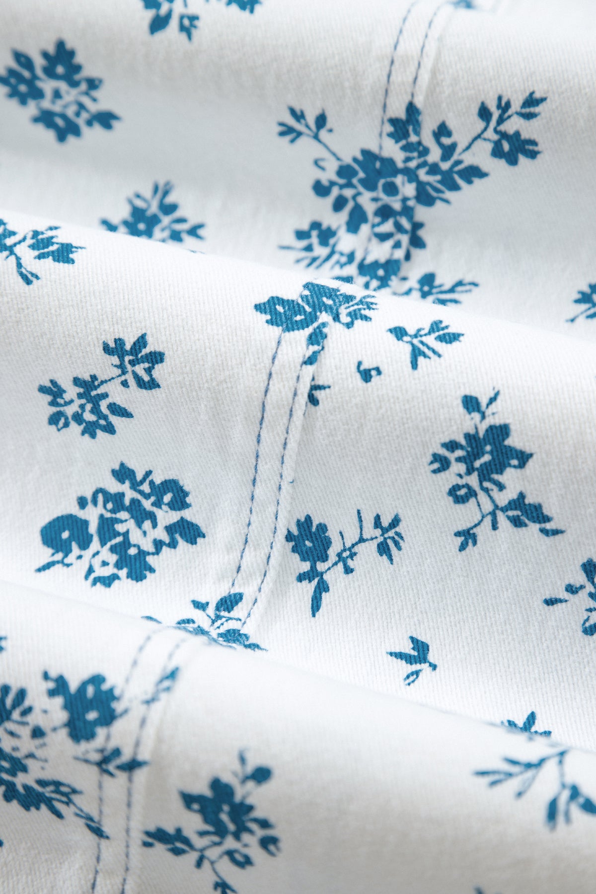 Sky Blue Floral Print Tie Waist Straight Leg Jeans-Bottoms/Jeans-[Adult]-[Female]-2022 Online Blue Zone Planet