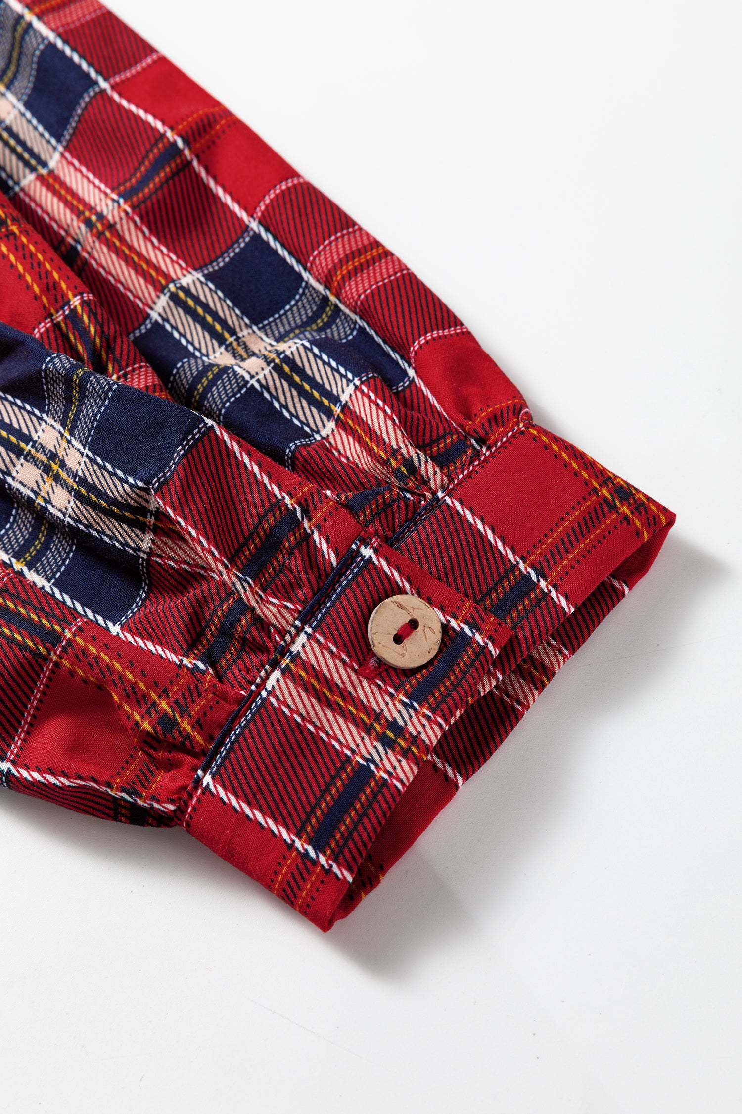 Red Plaid Print Frilly Collar Long Sleeve Shift Mini Dress-TOPS / DRESSES-[Adult]-[Female]-2022 Online Blue Zone Planet