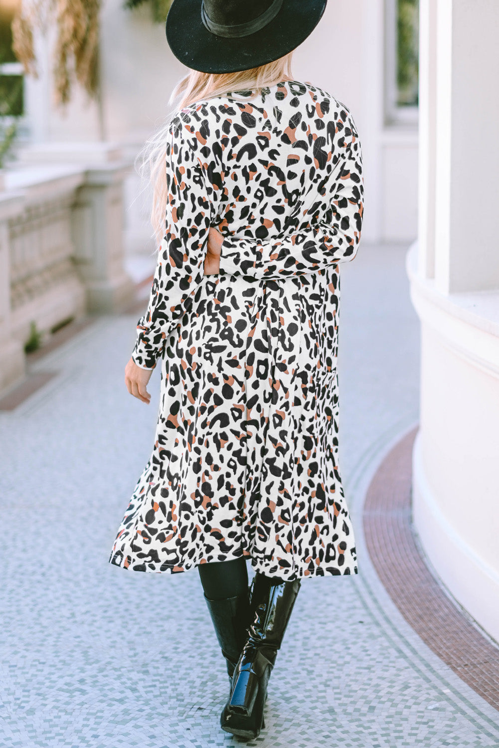 Leopard Pocketed Open Front Duster Cardigan-Sale (50% OFF)/30% OFF-[Adult]-[Female]-2022 Online Blue Zone Planet