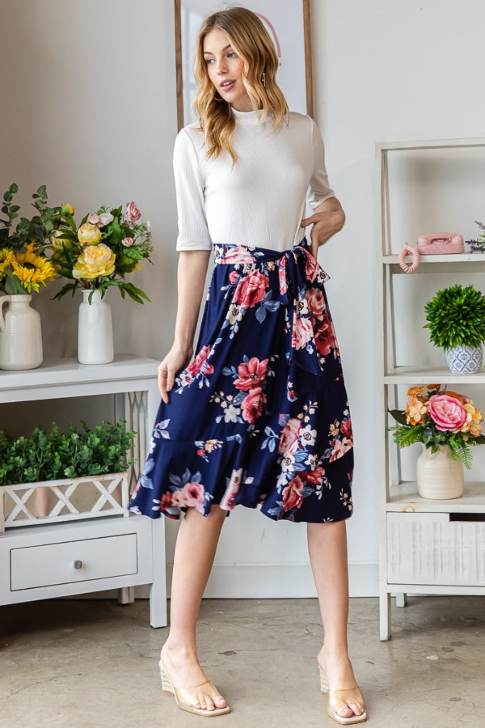 Reborn J Floral Wrap Ruffled Skirt-BOTTOMS SIZES SMALL MEDIUM LARGE-[Adult]-[Female]-2022 Online Blue Zone Planet