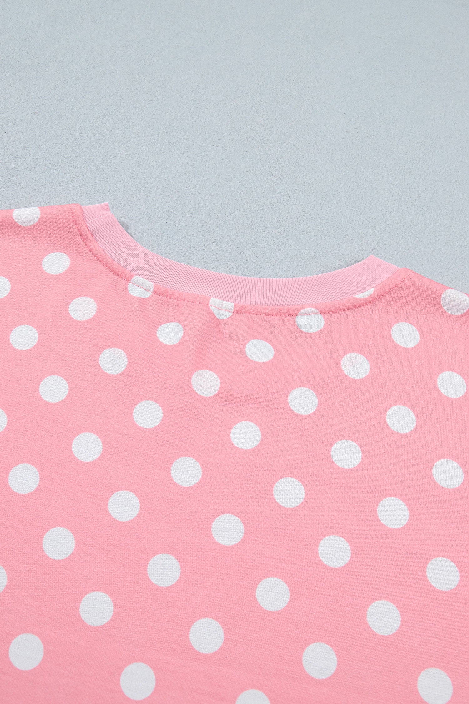 Sky Blue Polka Dot Oversized Top Drawstring Short Set-Two Piece Sets/Short Sets-[Adult]-[Female]-2022 Online Blue Zone Planet