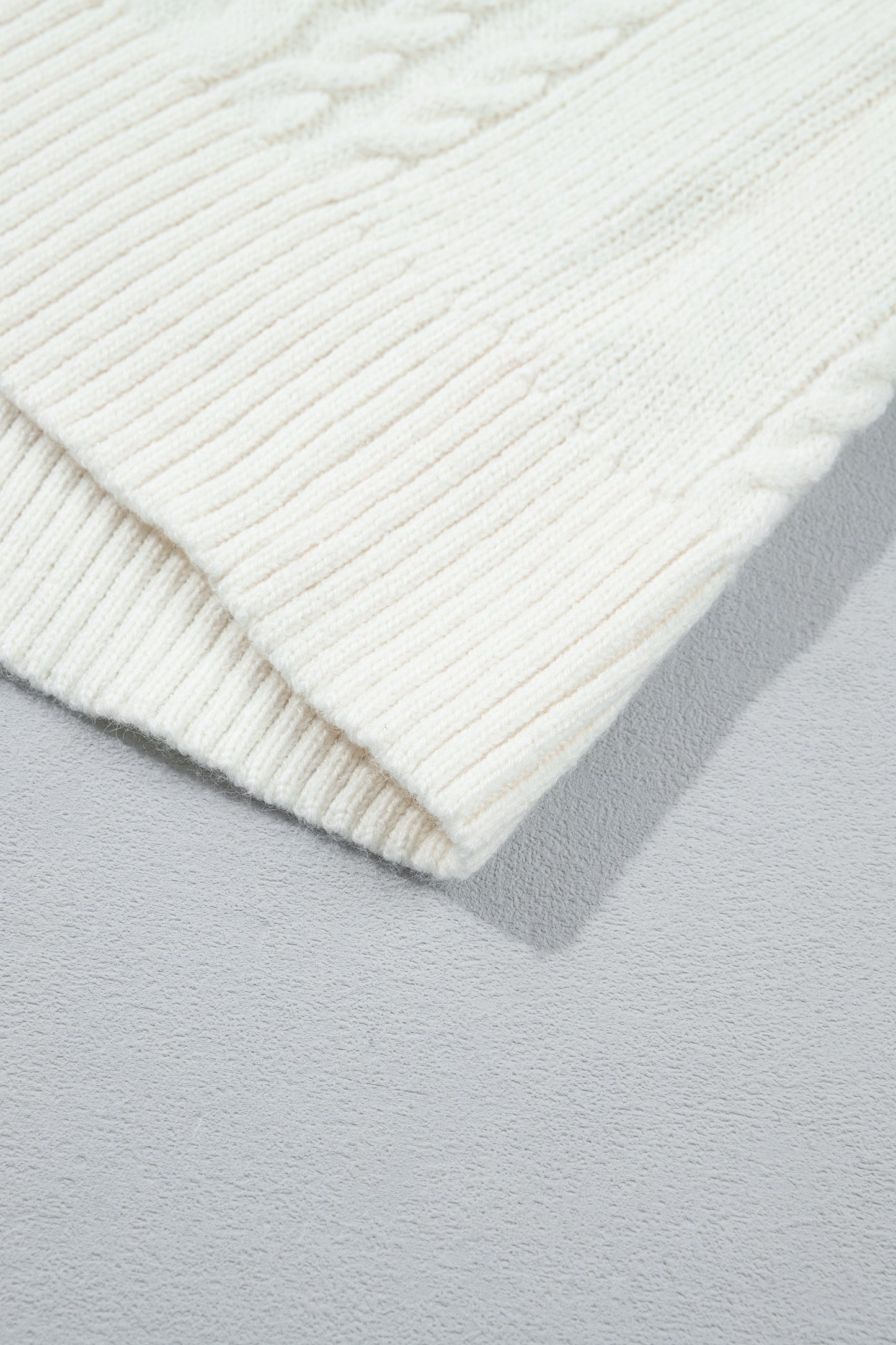 Beige Solid Color Cable Detail Knit Loose Round Neck Sweater-TOPS / DRESSES-[Adult]-[Female]-2022 Online Blue Zone Planet