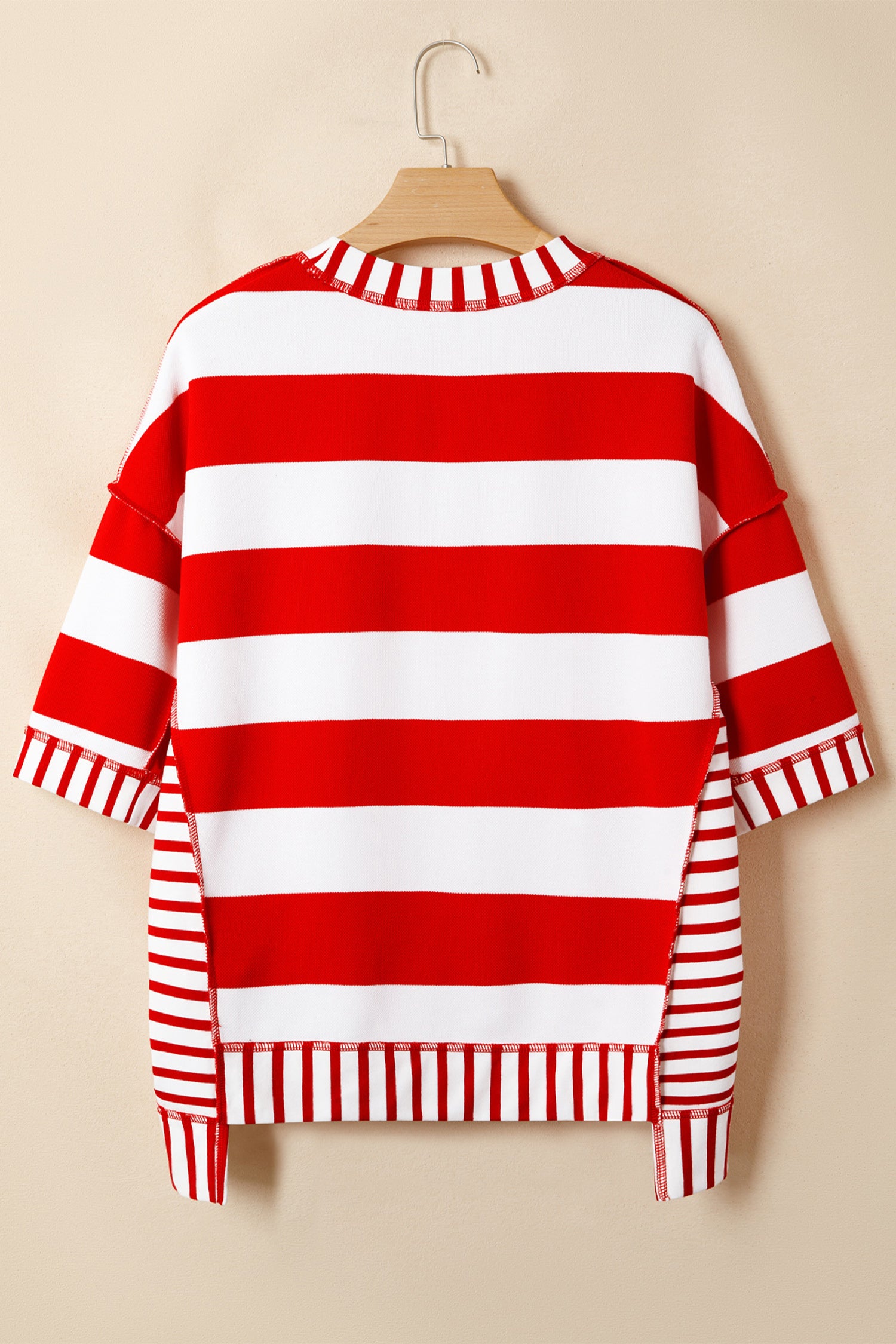 Red Stripe Sequin Bow Patriotic Half Sleeve Top-Tops/Tops & Tees-[Adult]-[Female]-2022 Online Blue Zone Planet
