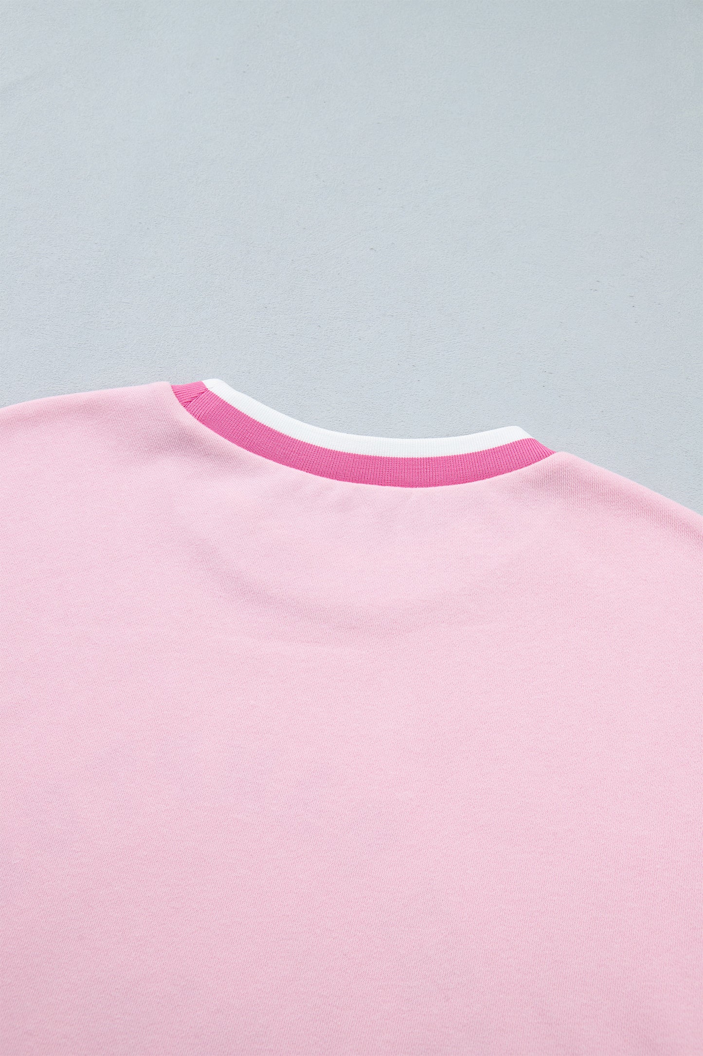 Pink Embroidered Tennis Club Crew Neck Pullover Sweatshirt