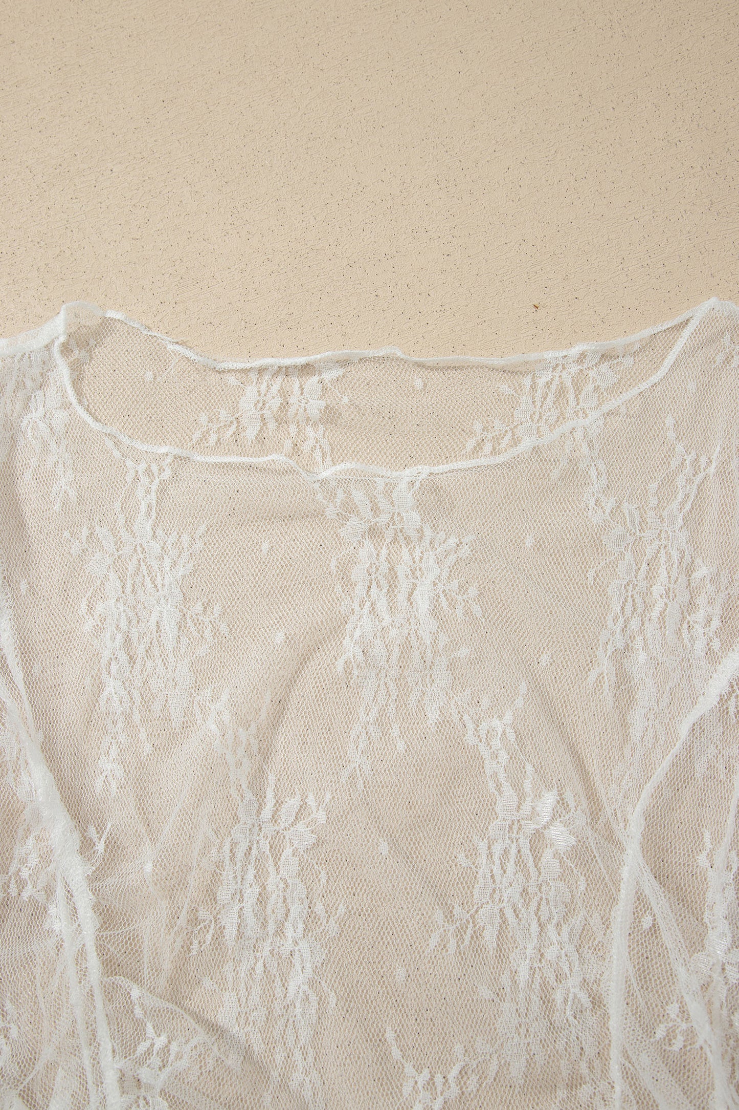 White Exposed Seam Ruched Sheer Floral Mesh Top-Tops/Blouses & Shirts-[Adult]-[Female]-2022 Online Blue Zone Planet