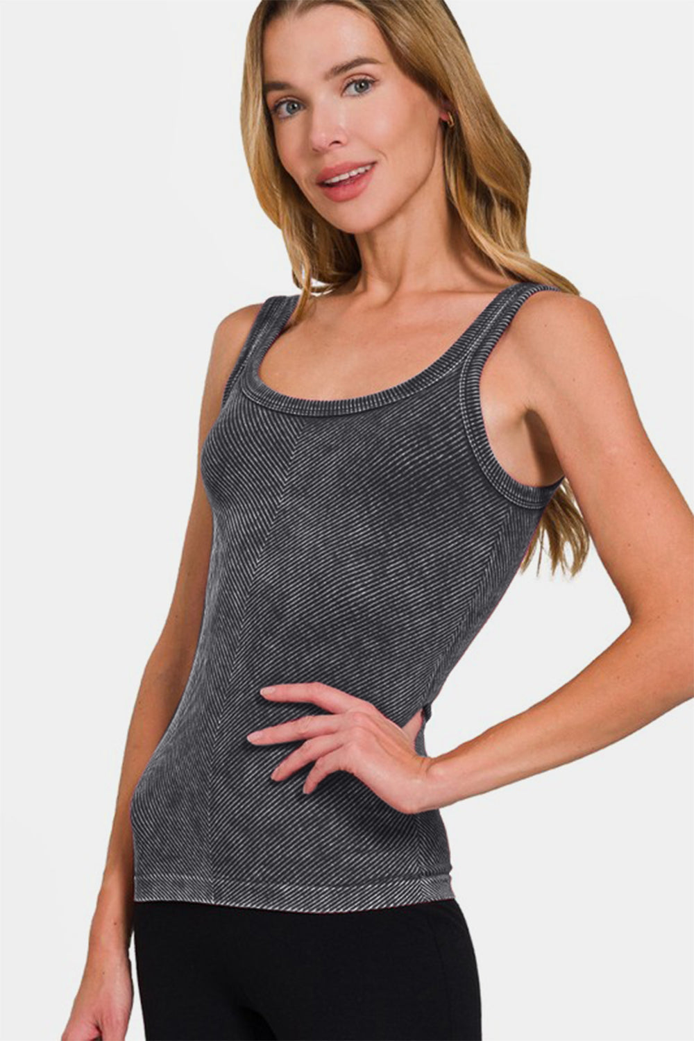 Zenana Ribbed Scoop Neck Tank-TOPS / DRESSES-[Adult]-[Female]-2022 Online Blue Zone Planet