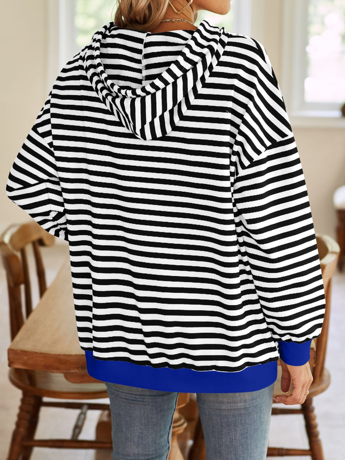 Lovelet Drawstring Striped Long Sleeve Hoodie-HOODIES-[Adult]-[Female]-2022 Online Blue Zone Planet