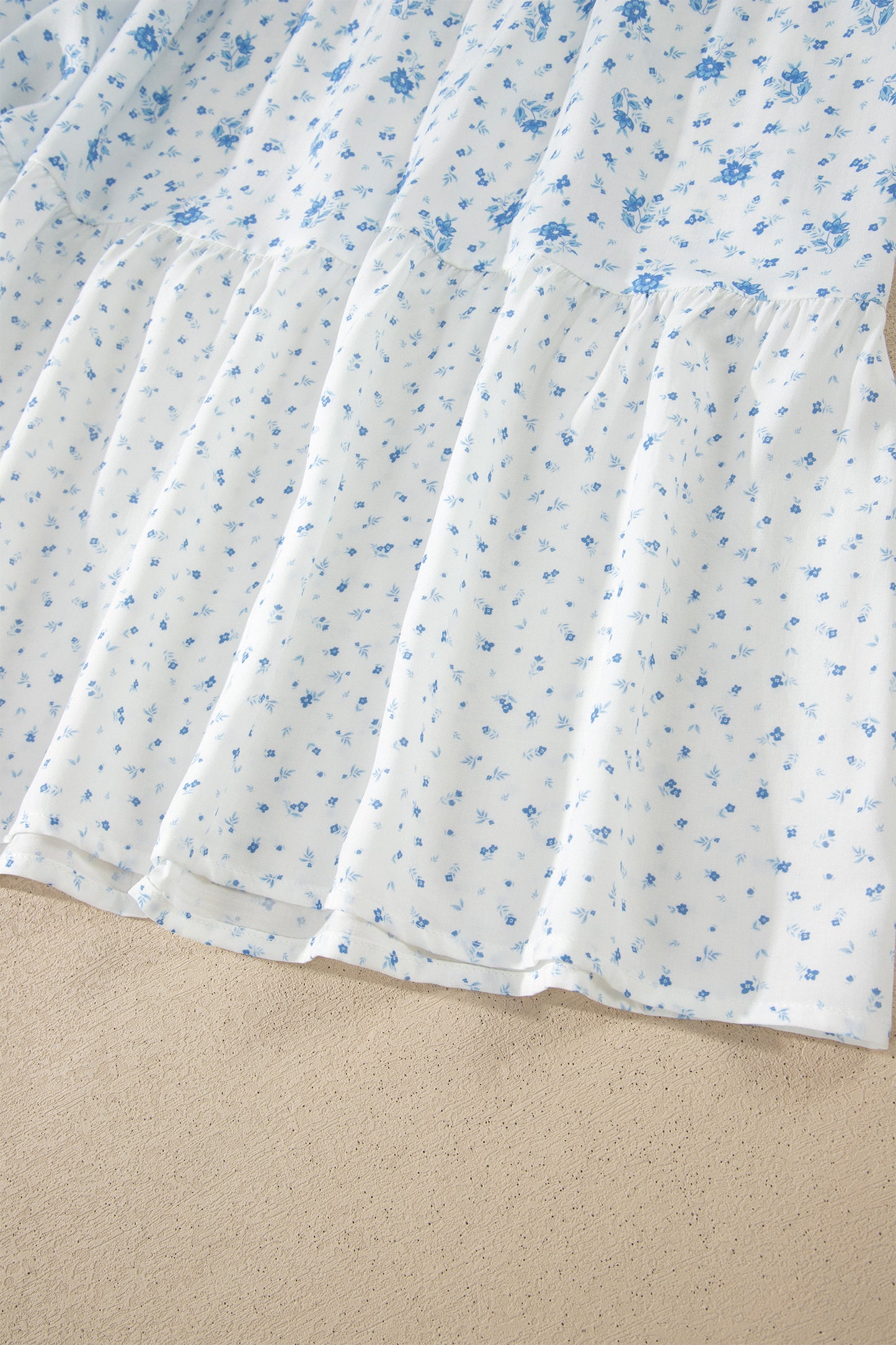 Sky Blue High Waist Tiny Floral Print Boho Maxi Skirt-Bottoms/Skirts & Petticoat-[Adult]-[Female]-2022 Online Blue Zone Planet