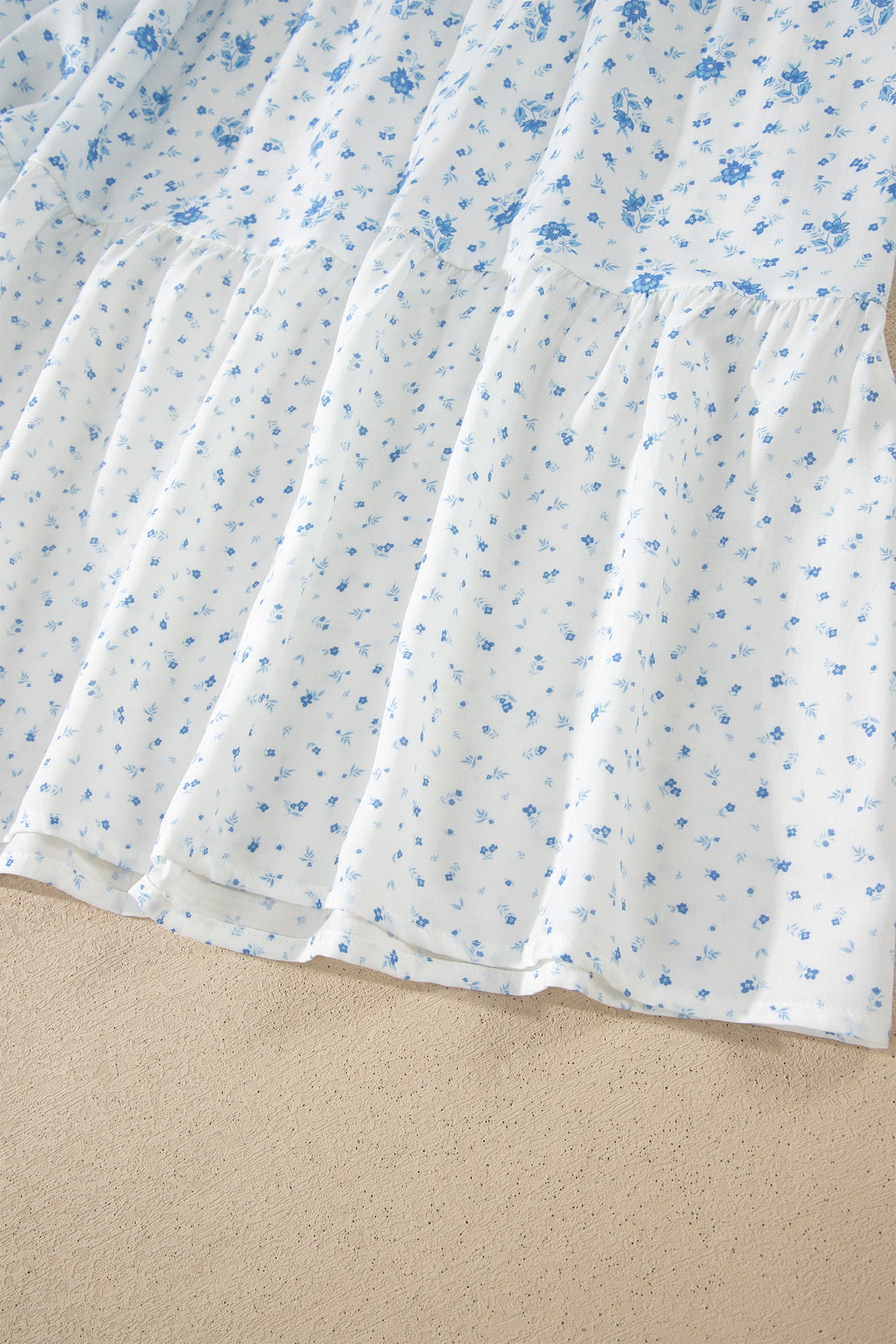 Sky Blue High Waist Tiny Floral Print Boho Maxi Skirt-Bottoms/Skirts & Petticoat-[Adult]-[Female]-2022 Online Blue Zone Planet