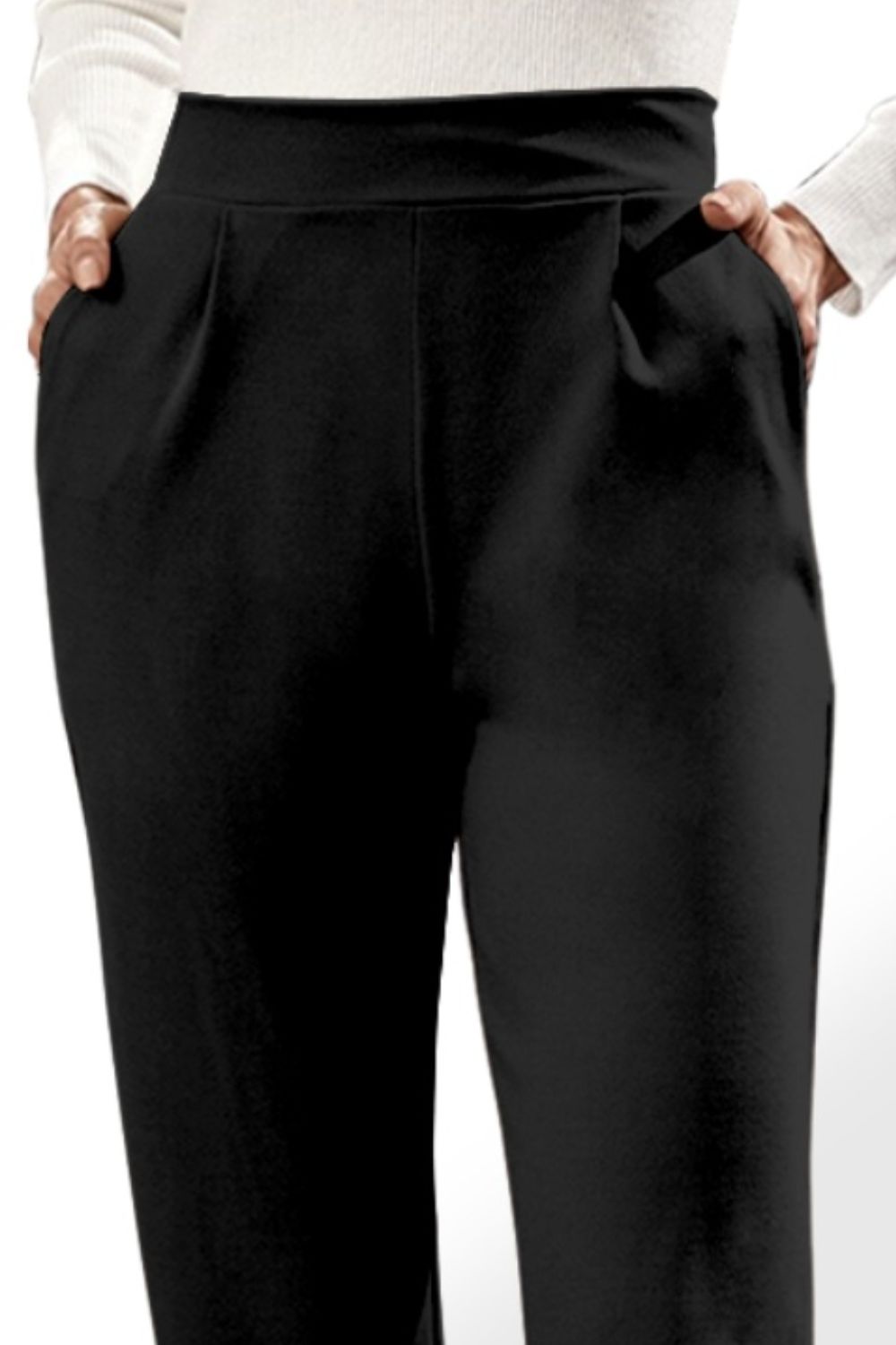 High Waist Straight Pants with Pockets-[Adult]-[Female]-2022 Online Blue Zone Planet