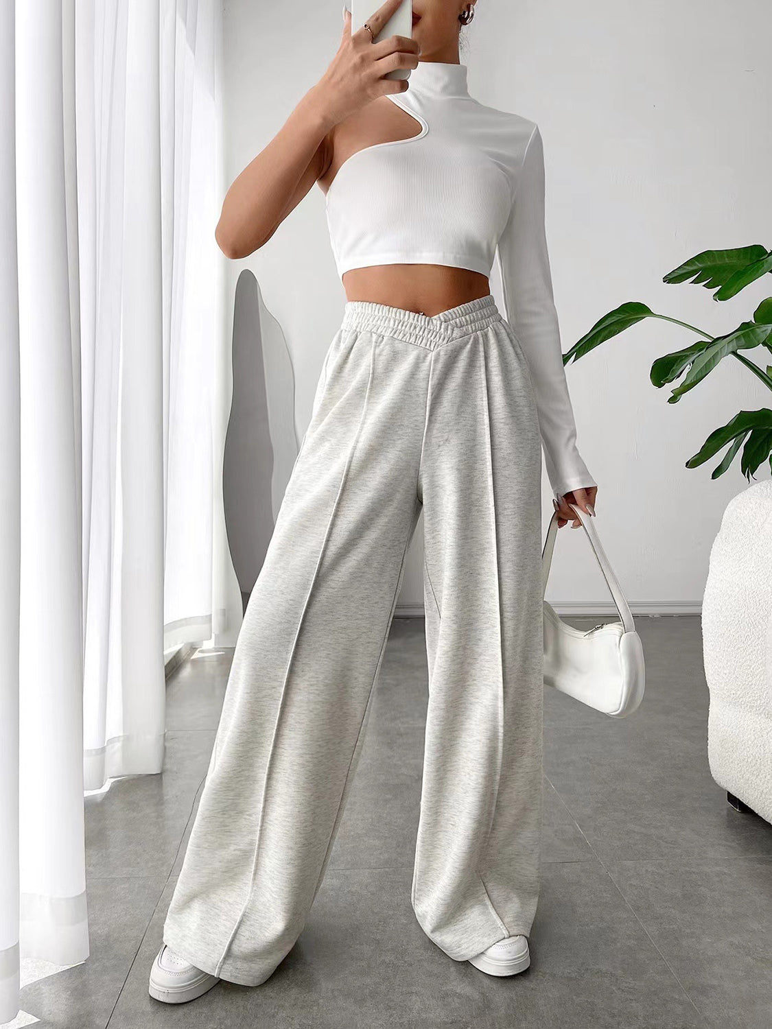 Blue Zone Planet | Elastic Waist Wide Leg Pants-BOTTOMS SIZES SMALL MEDIUM LARGE-[Adult]-[Female]-2022 Online Blue Zone Planet