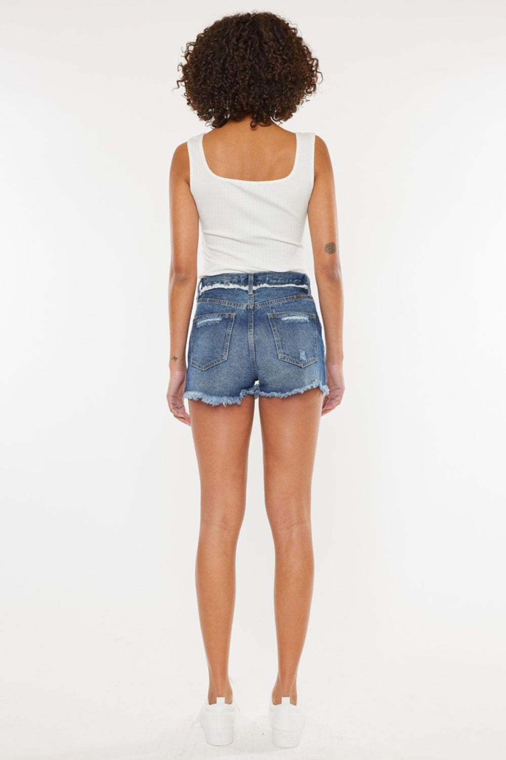 Kancan Distressed Button Fly Denim Shorts-BOTTOMS SIZES SMALL MEDIUM LARGE-[Adult]-[Female]-2022 Online Blue Zone Planet