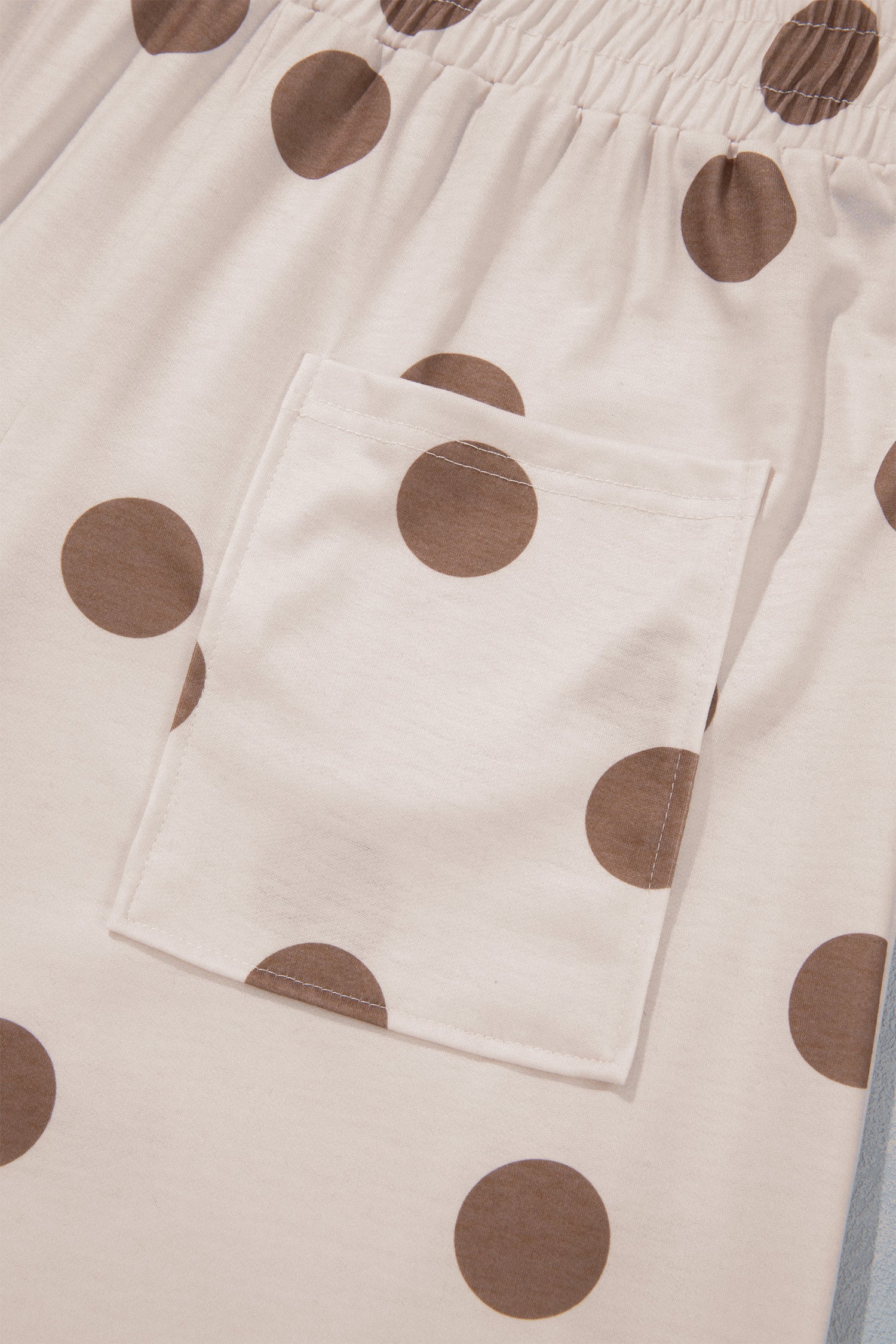 Khaki Polka Dot Wide Leg Elastic Waist Casual Pants-Bottoms/Pants & Culotte-[Adult]-[Female]-2022 Online Blue Zone Planet