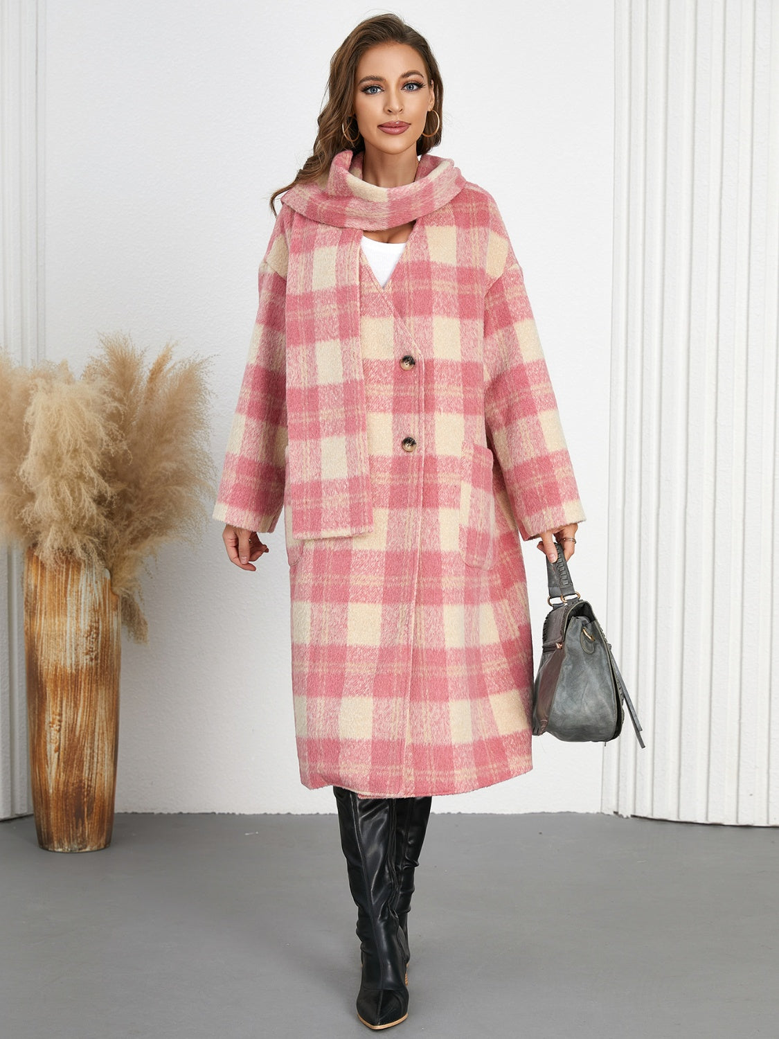 Blue Zone Planet | Plaid Button Up Long Sleeve Coat-TOPS / DRESSES-[Adult]-[Female]-2022 Online Blue Zone Planet