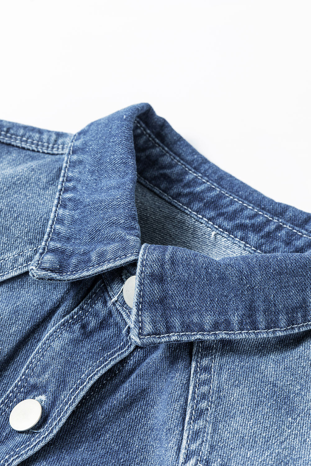 Blue Zone Planet | Sky Blue Light Wash Distressed Frayed Long Denim Jacket-Outerwear/Denim jackets-[Adult]-[Female]-2022 Online Blue Zone Planet