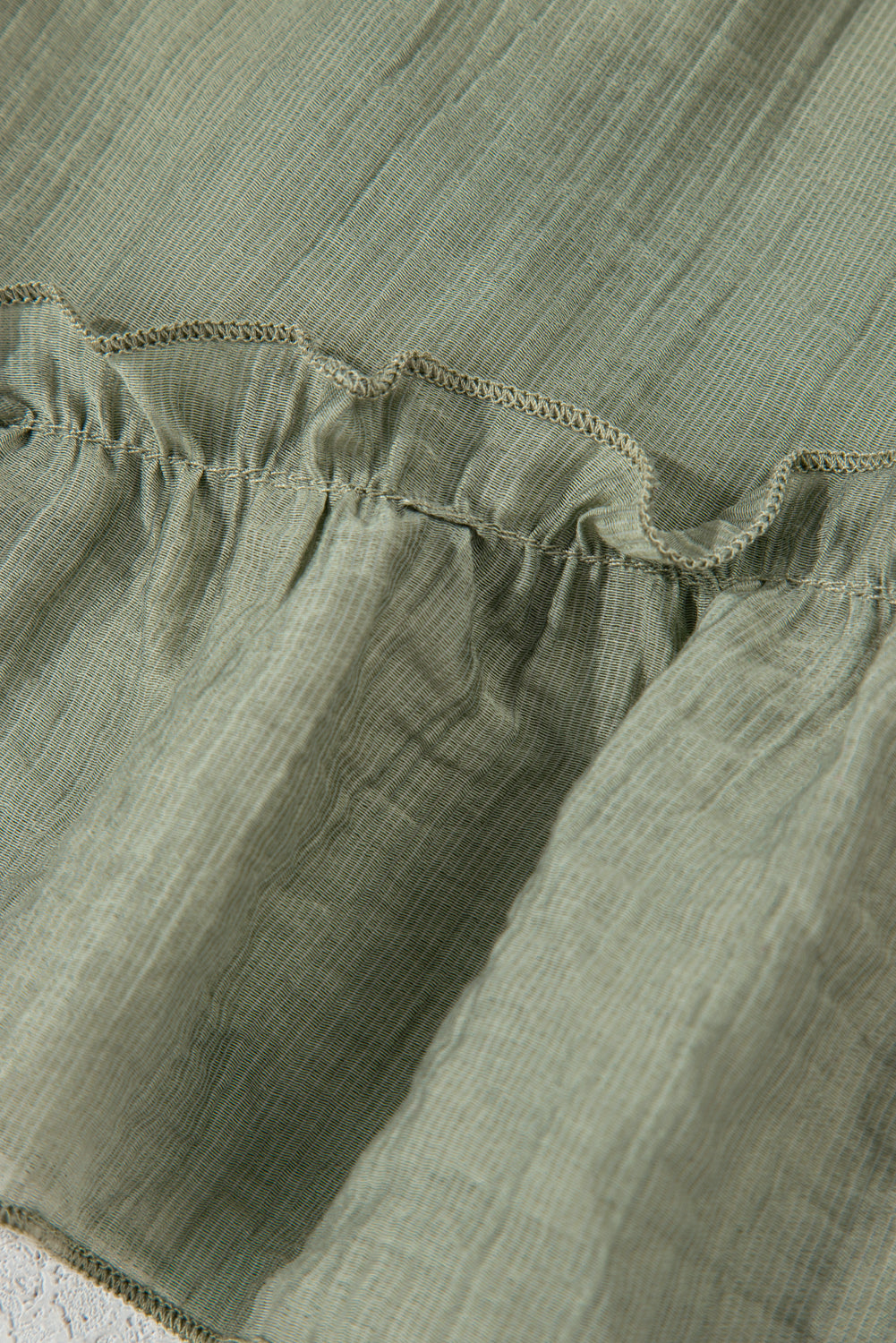 Laurel Green Textured Tie Waist Ruffle Hem Shorts-Bottoms/Casual Shorts-[Adult]-[Female]-2022 Online Blue Zone Planet