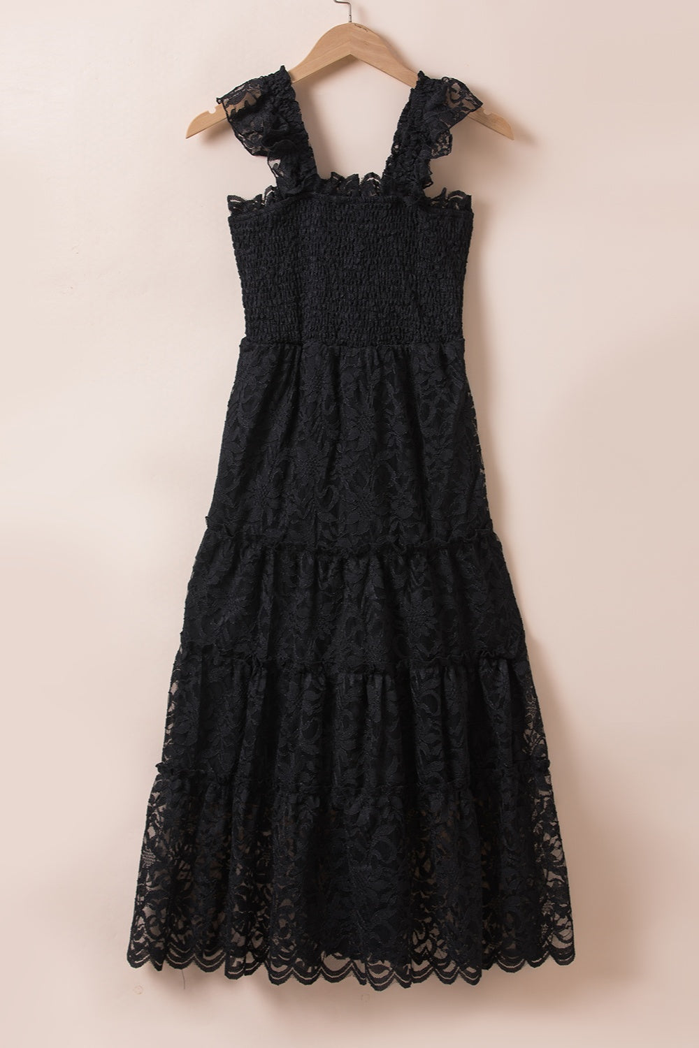 Lace Ruffled Wide Strap Midi Dress-TOPS / DRESSES-[Adult]-[Female]-2022 Online Blue Zone Planet