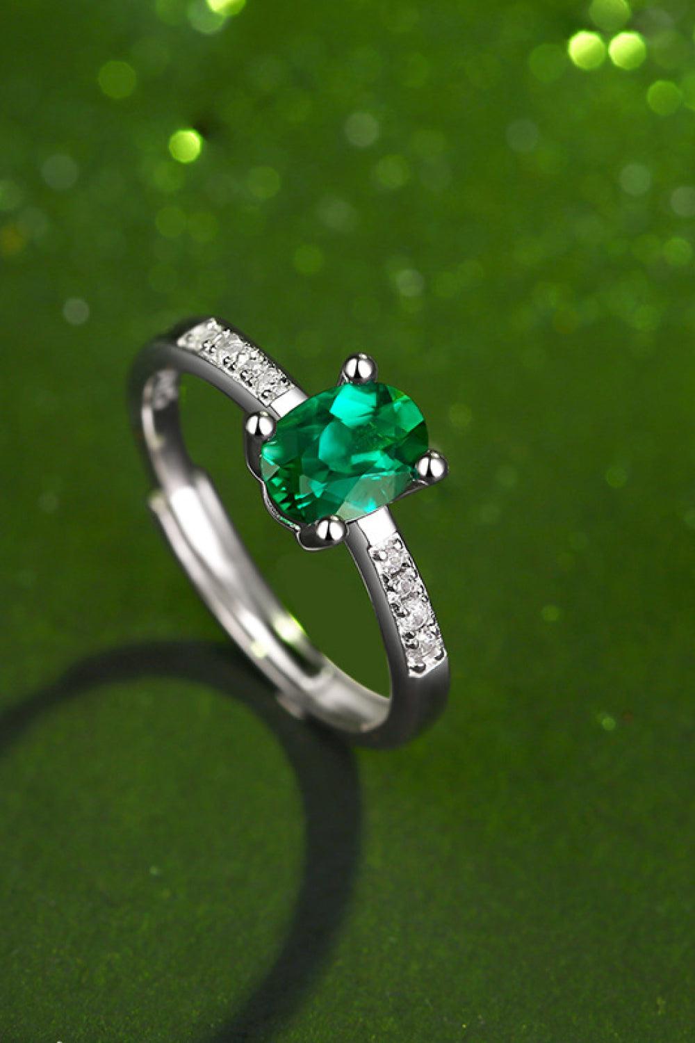1 Carat Lab-Grown Emerald Side Stone Ring BLUE ZONE PLANET