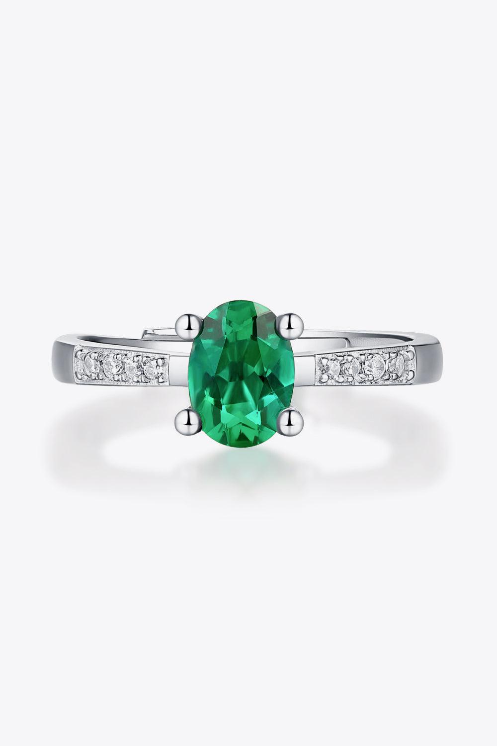 1 Carat Lab-Grown Emerald Side Stone Ring BLUE ZONE PLANET