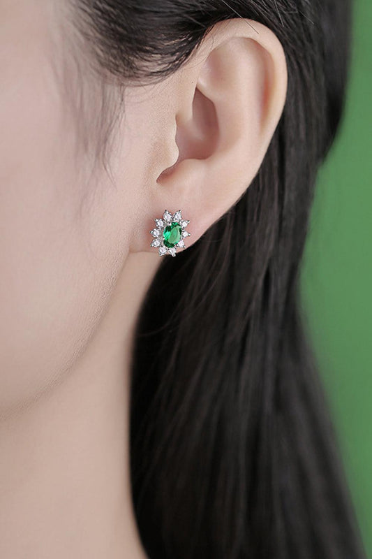 1 Carat Lab-Grown Emerald Stud Earrings BLUE ZONE PLANET