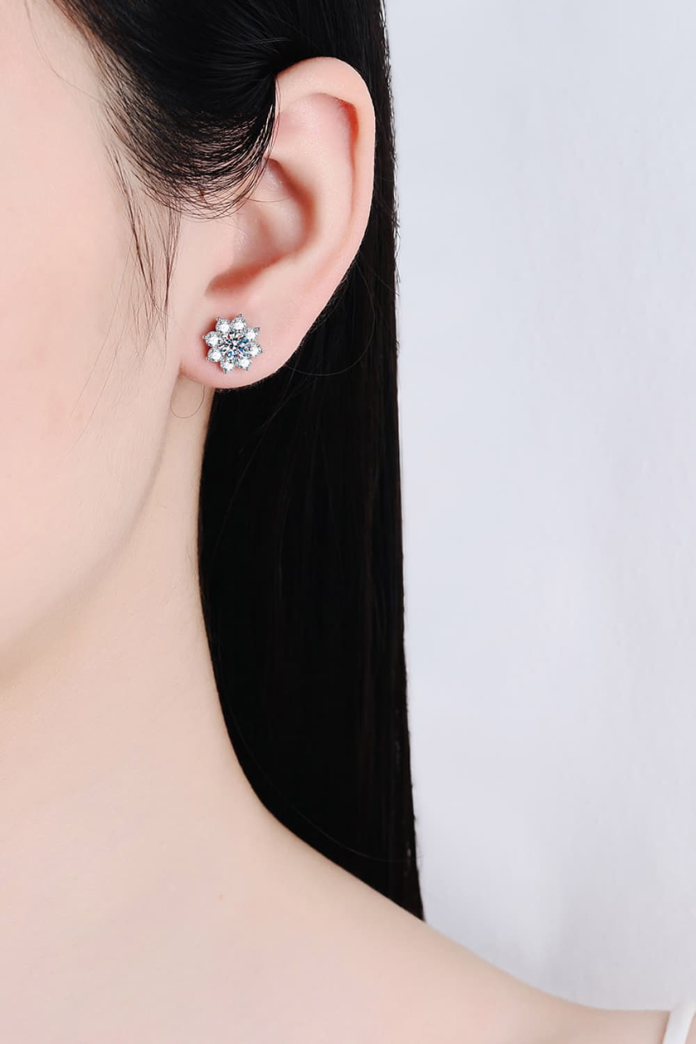 1 Carat Moissanite 925 Sterling Silver Flower Earrings BLUE ZONE PLANET