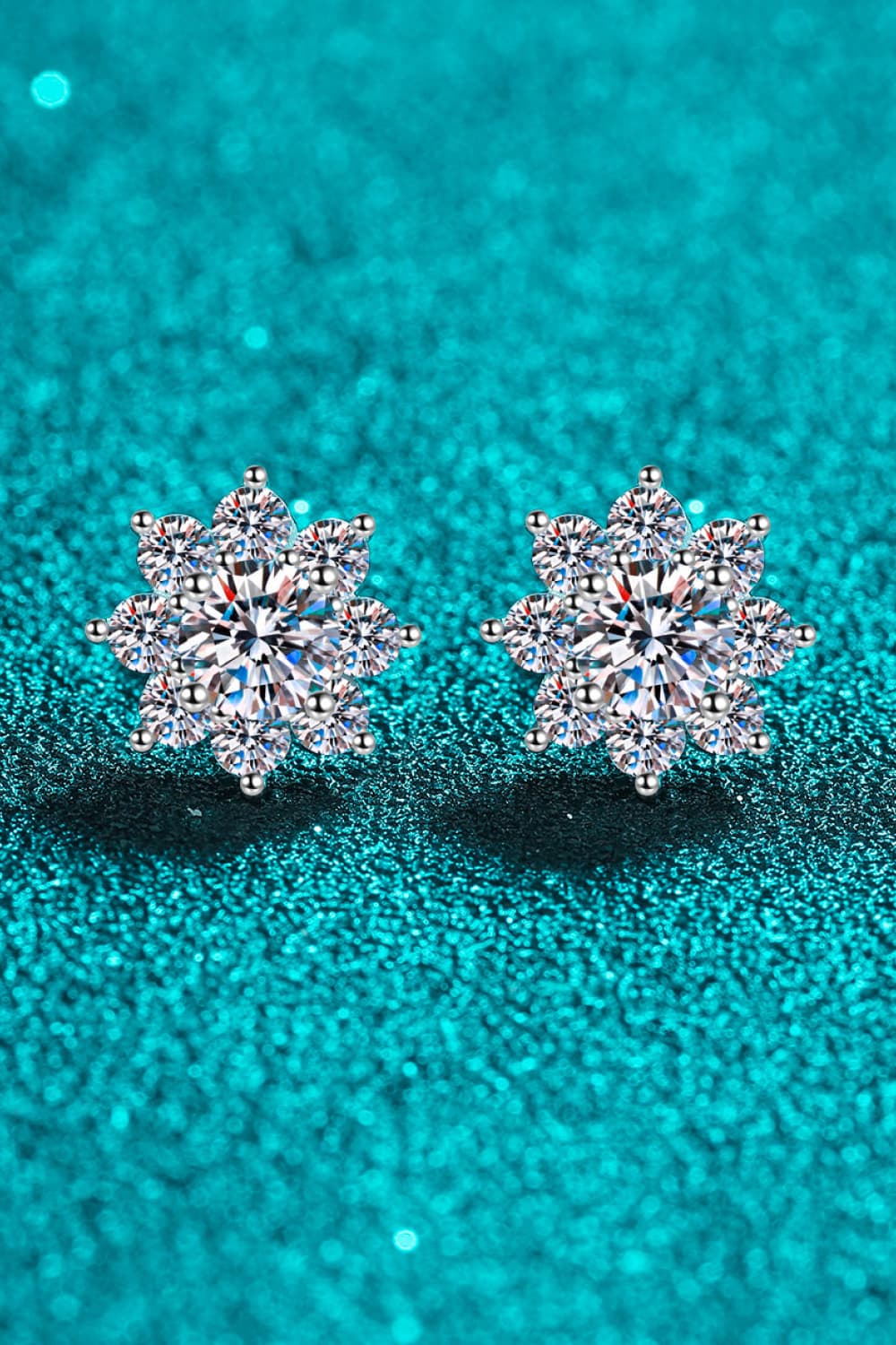 1 Carat Moissanite 925 Sterling Silver Flower Earrings BLUE ZONE PLANET
