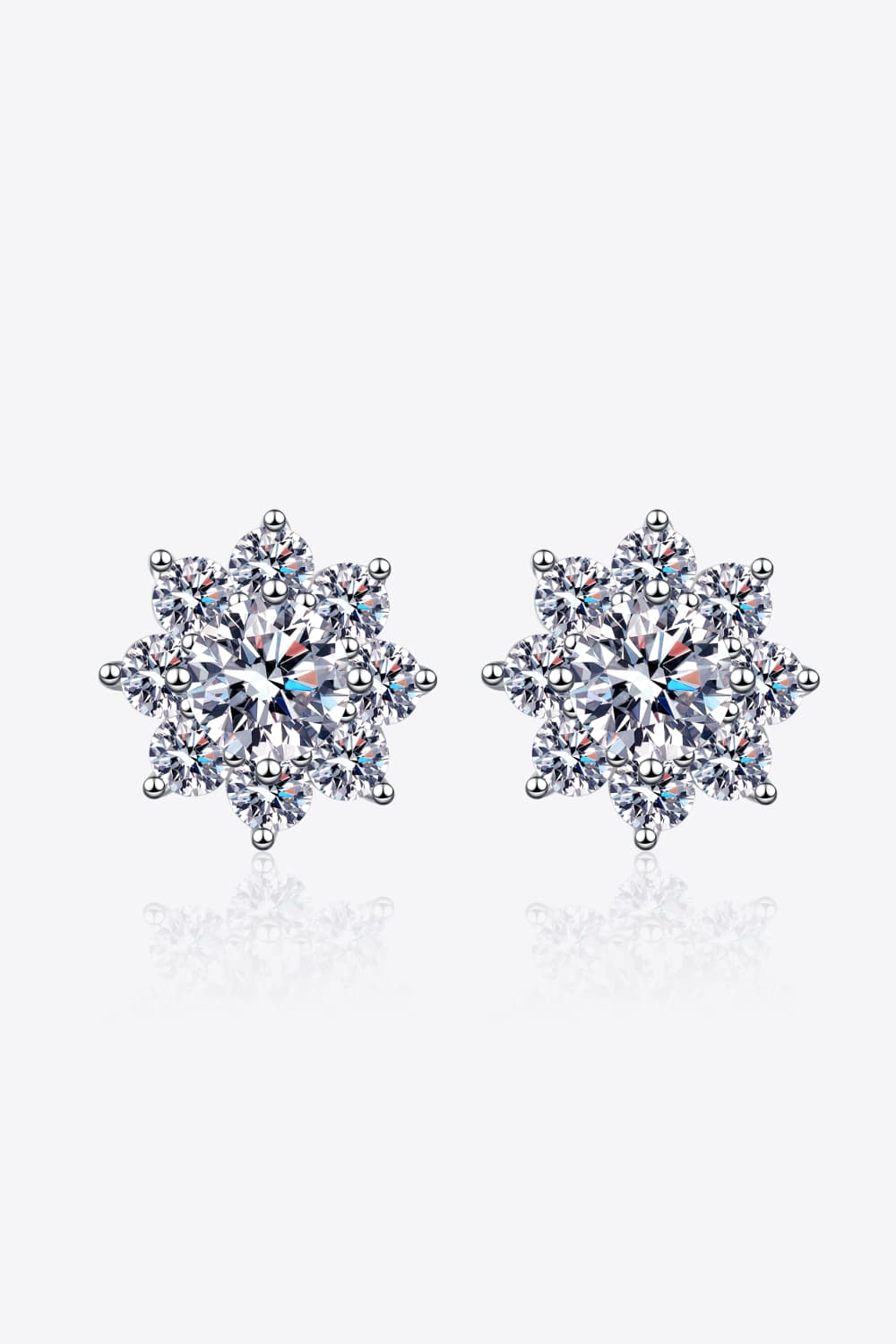 1 Carat Moissanite 925 Sterling Silver Flower Earrings BLUE ZONE PLANET