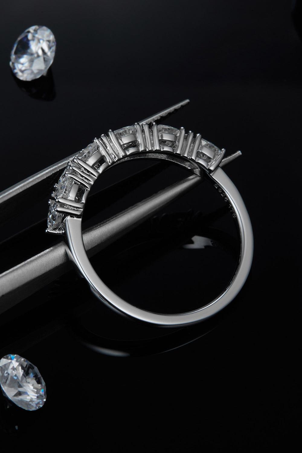 1 Carat Moissanite 925 Sterling Silver Half-Eternity Ring BLUE ZONE PLANET