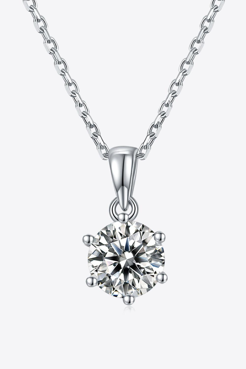 1 Carat Moissanite 925 Sterling Silver Necklace BLUE ZONE PLANET