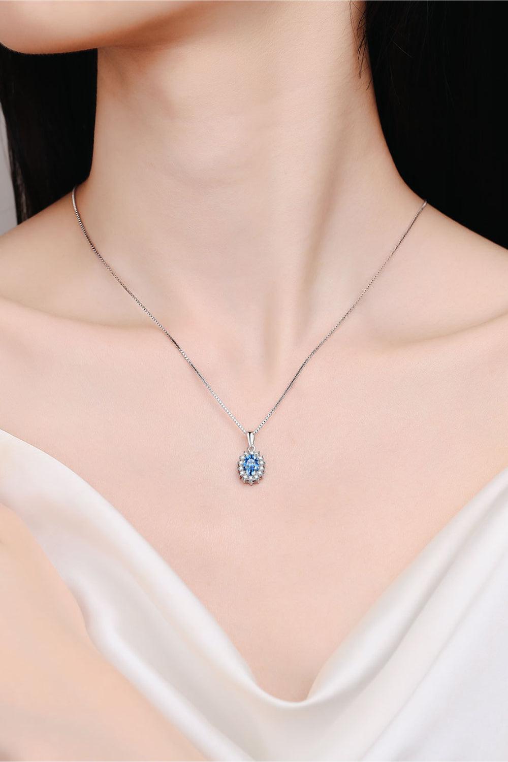 1 Carat Moissanite 925 Sterling Silver Necklace BLUE ZONE PLANET