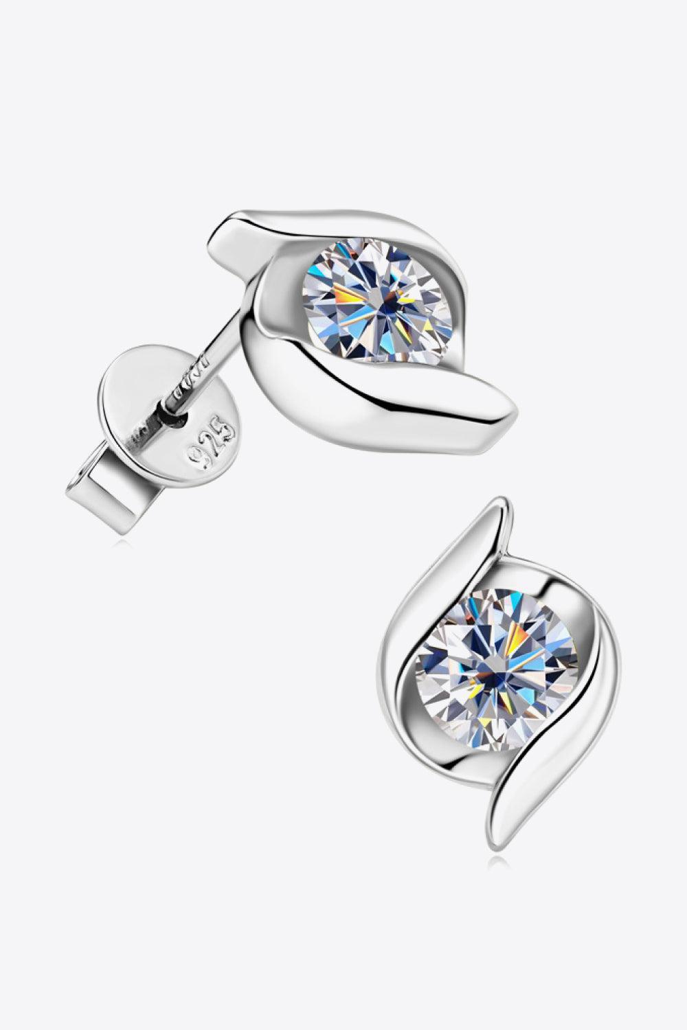 1 Carat Moissanite 925 Sterling Silver Stud Earrings BLUE ZONE PLANET