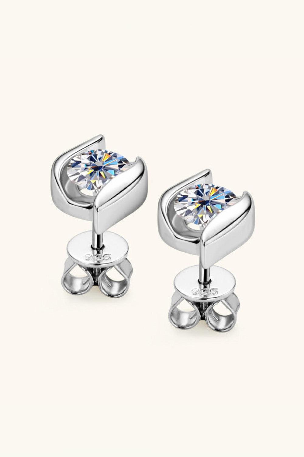 1 Carat Moissanite 925 Sterling Silver Stud Earrings BLUE ZONE PLANET