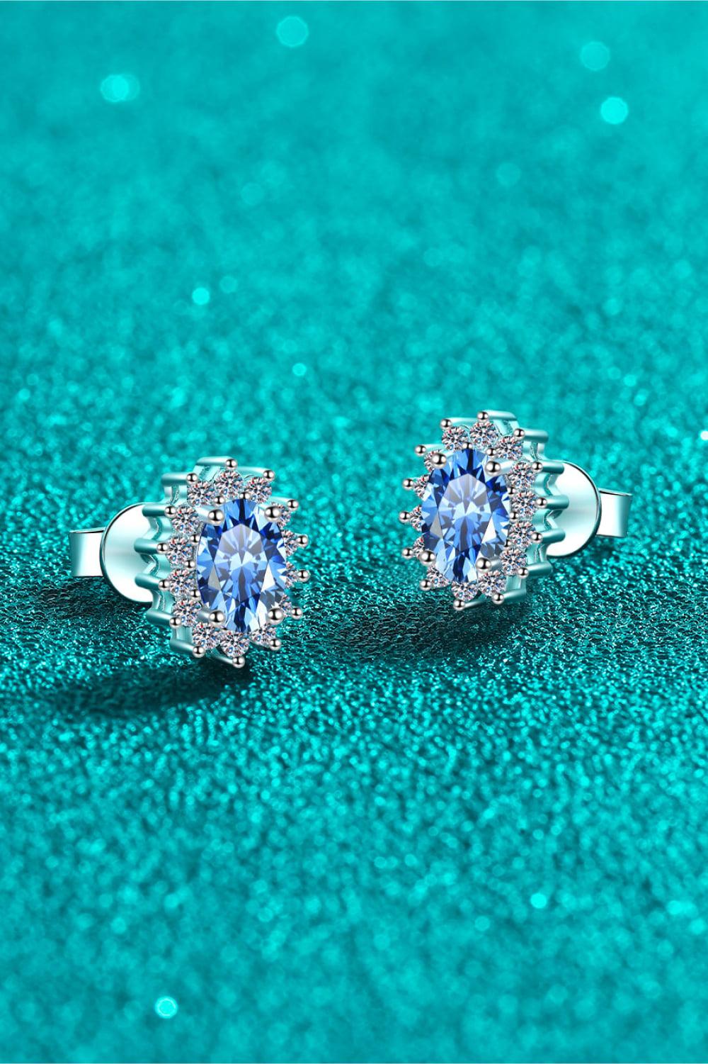 1 Carat Moissanite 925 Sterling Silver Stud Earrings BLUE ZONE PLANET