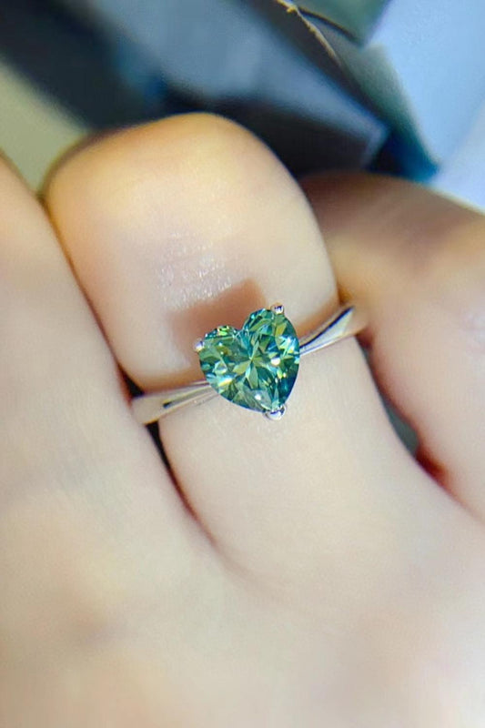 1 Carat Moissanite Heart 925 Sterling Silver Ring BLUE ZONE PLANET