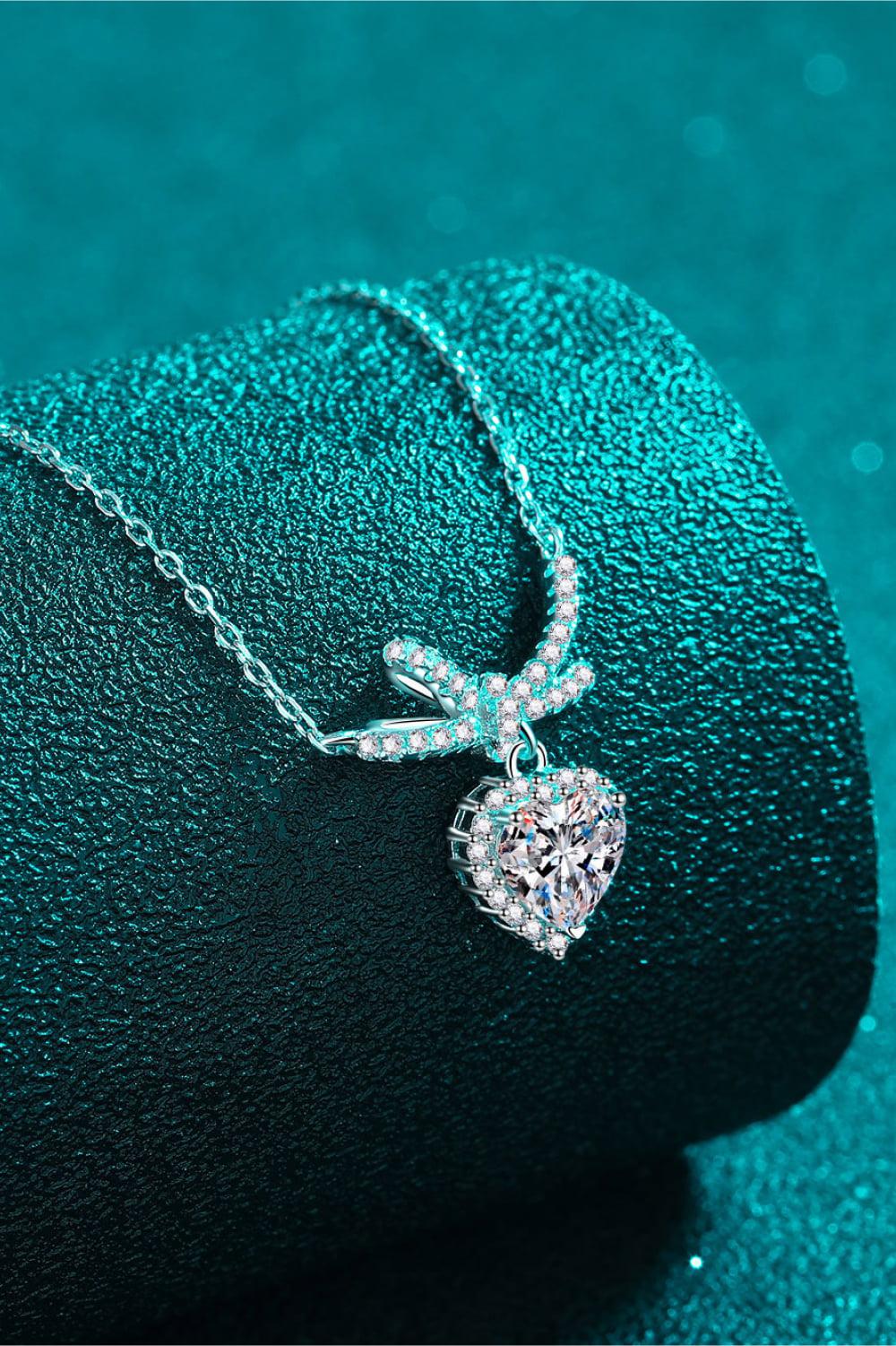 1 Carat Moissanite Heart Pendant Necklace BLUE ZONE PLANET