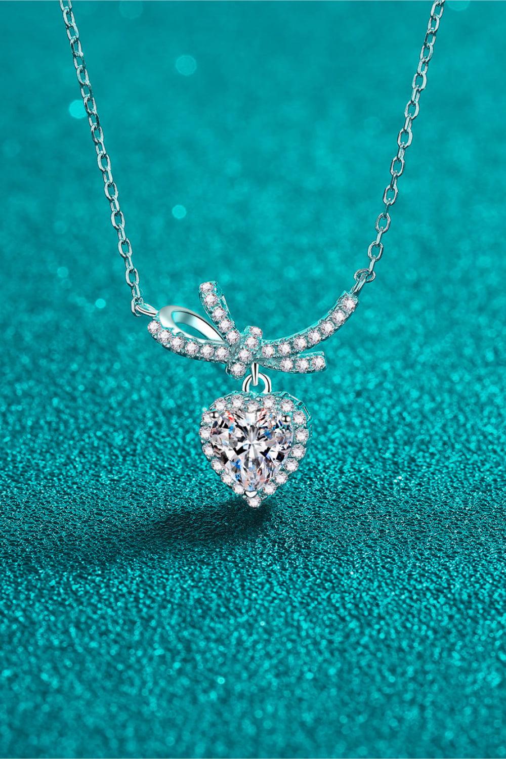 1 Carat Moissanite Heart Pendant Necklace BLUE ZONE PLANET