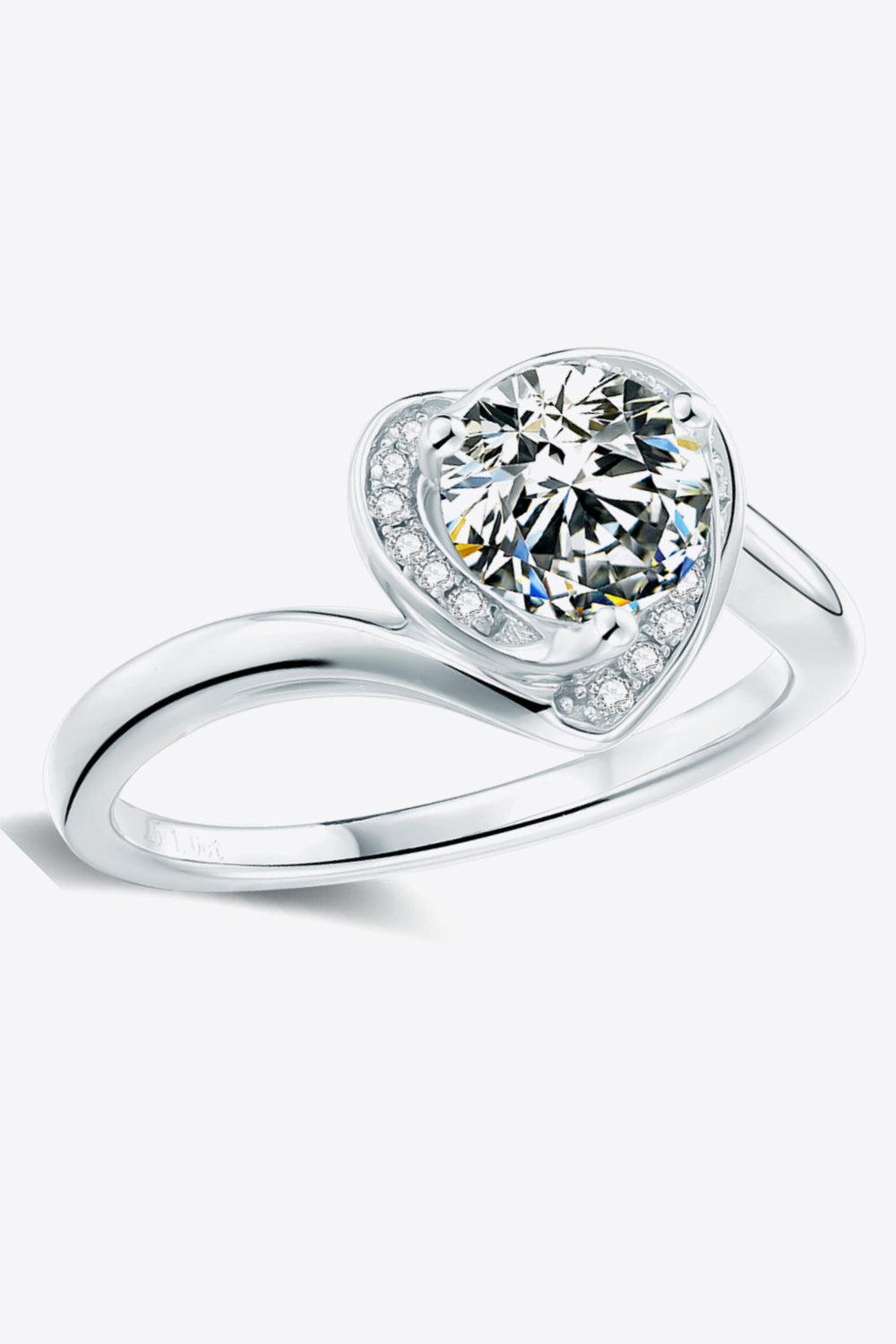 1 Carat Moissanite Heart Ring BLUE ZONE PLANET