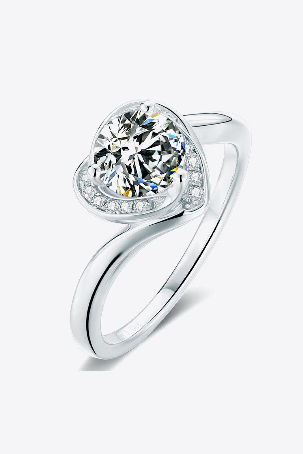 1 Carat Moissanite Heart Ring BLUE ZONE PLANET