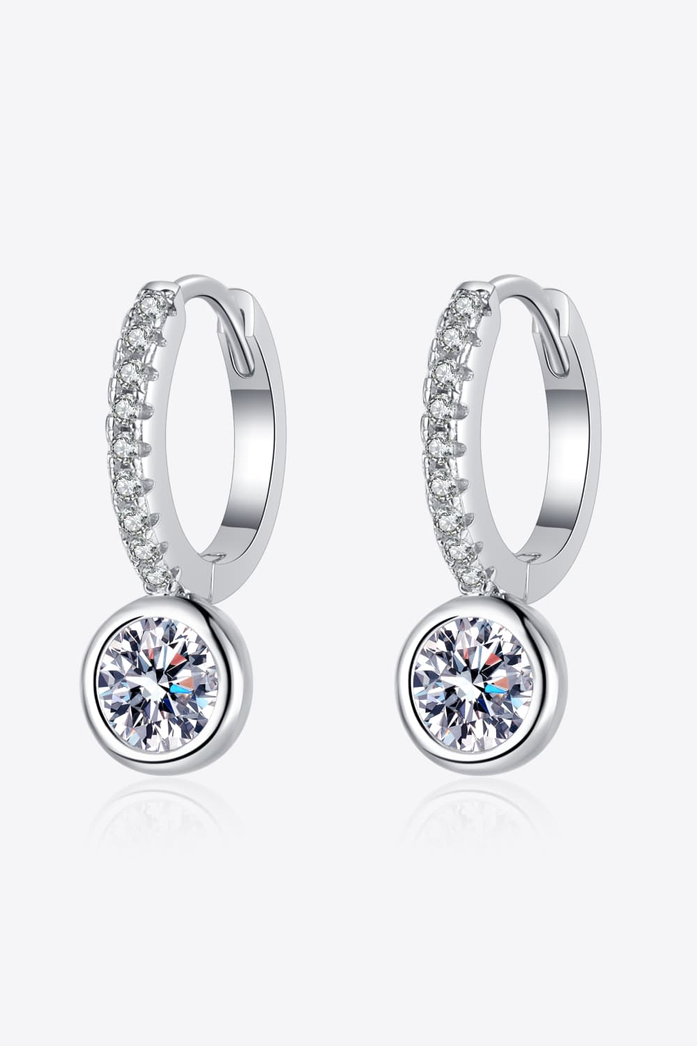 1 Carat Moissanite Rhodium-Plated Drop Earrings BLUE ZONE PLANET