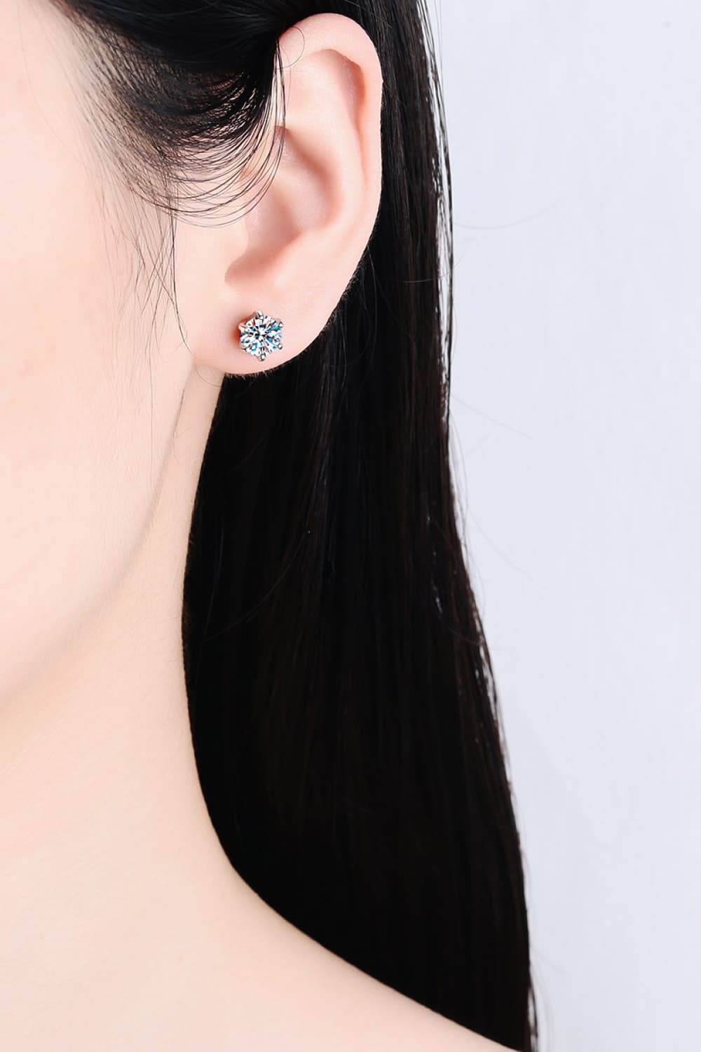 1 Carat Moissanite Rhodium-Plated Stud Earrings BLUE ZONE PLANET