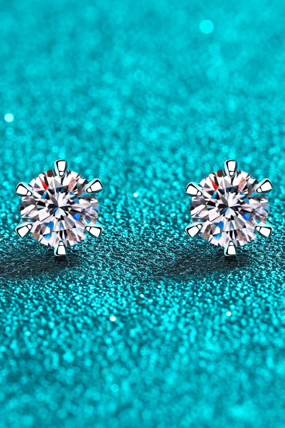 1 Carat Moissanite Rhodium-Plated Stud Earrings BLUE ZONE PLANET