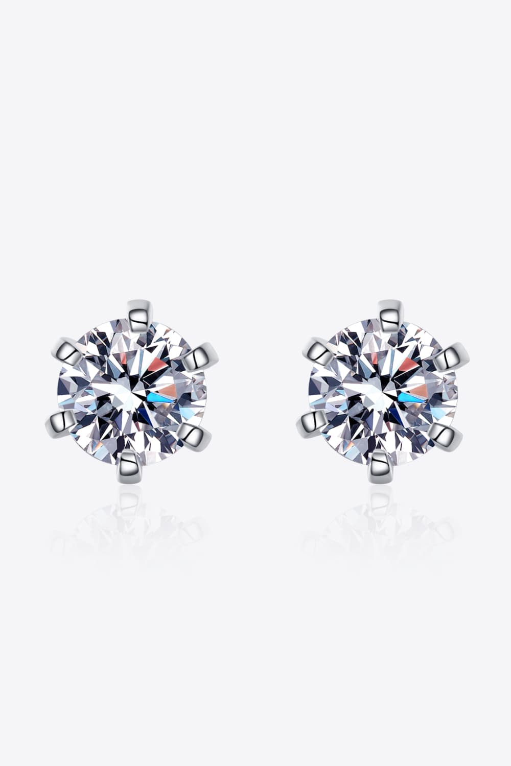 1 Carat Moissanite Rhodium-Plated Stud Earrings BLUE ZONE PLANET