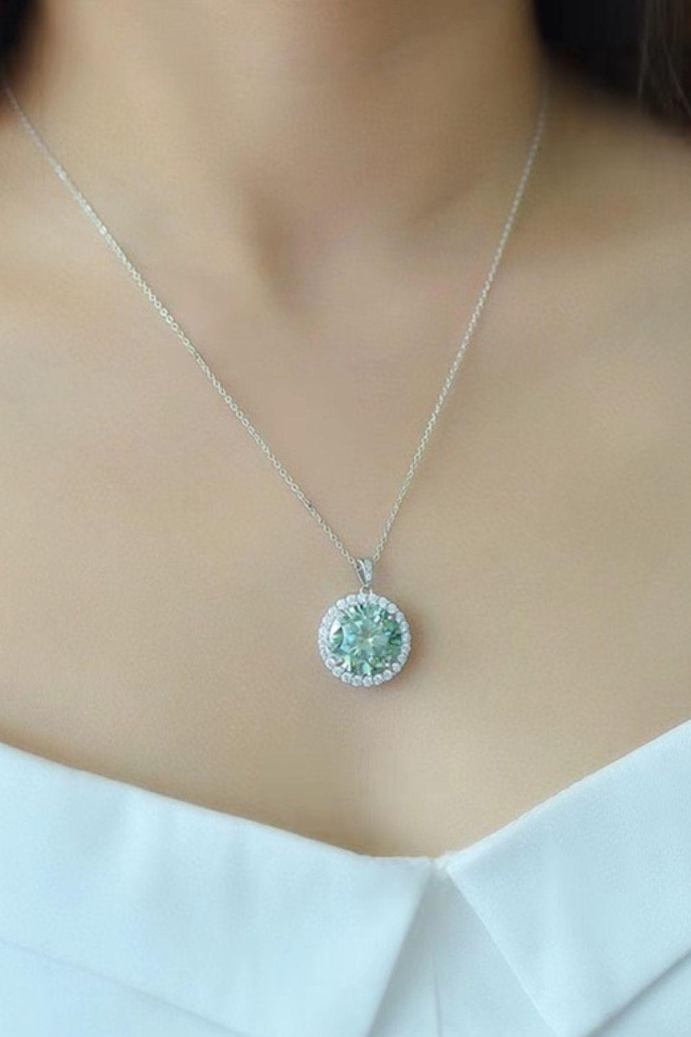 10 Carat Moissanite Pendant Platinum-Plated Necklace BLUE ZONE PLANET