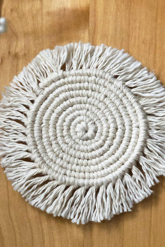 10" Macrame Round Cup Mat BLUE ZONE PLANET