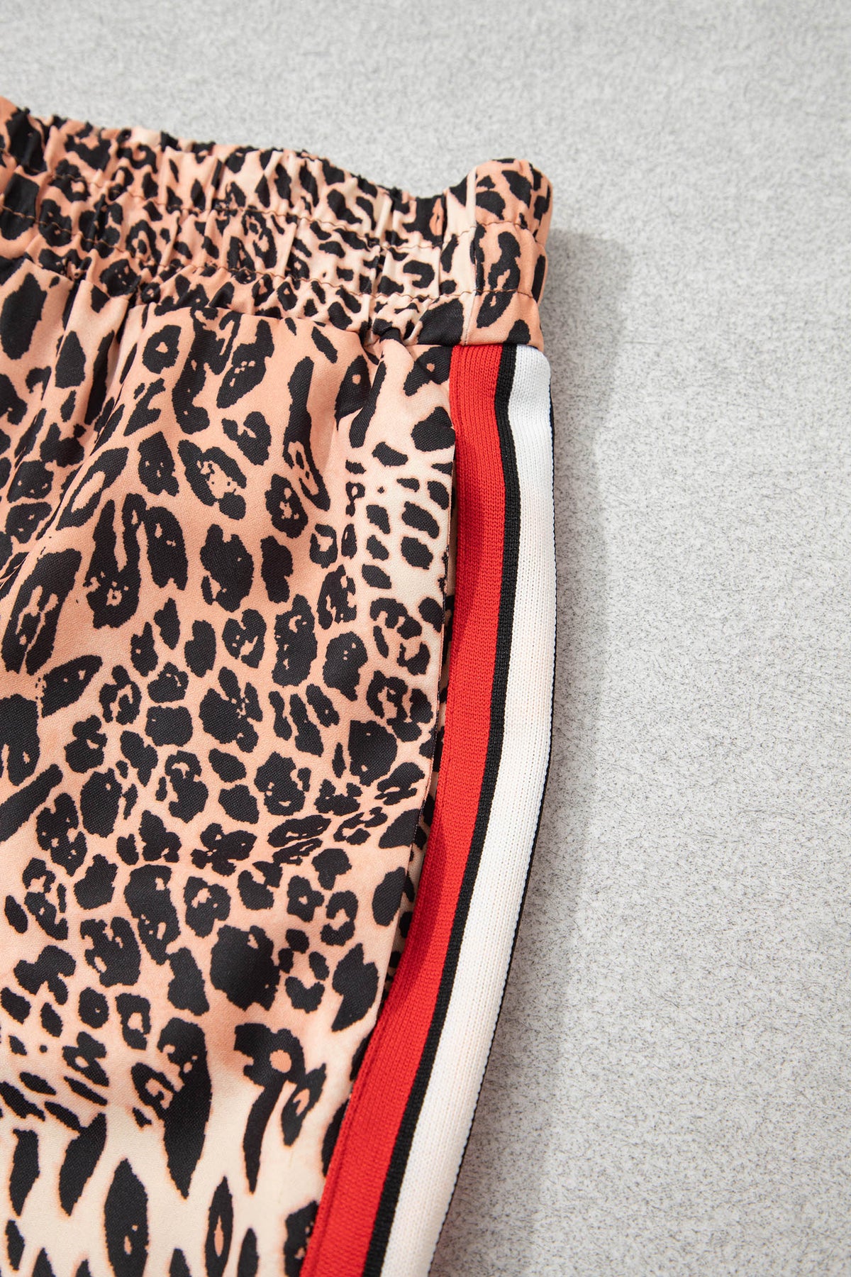 Khaki Leopard Print Colorblock Side Stripes Wide Leg Full Length Plus Size Pants-Plus Size/Plus Size Bottoms-[Adult]-[Female]-2022 Online Blue Zone Planet