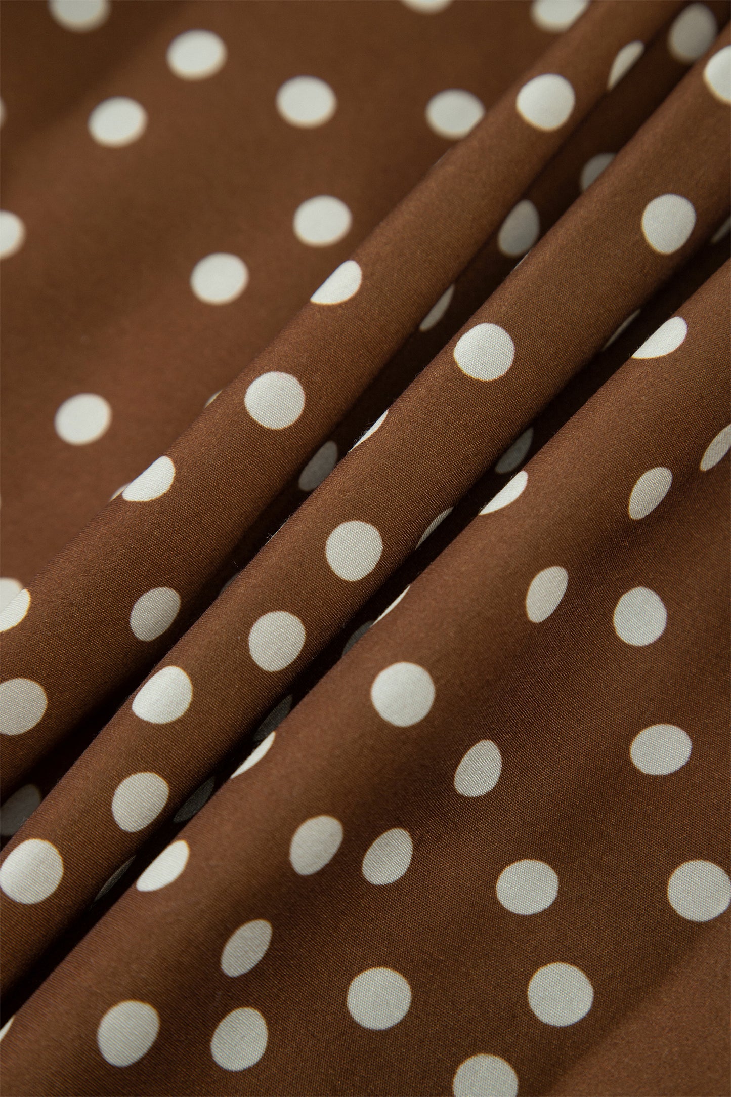 Brown V Neck Polka Dot Long Sleeve Shift Plus Size Dress-TOPS / DRESSES-[Adult]-[Female]-2022 Online Blue Zone Planet