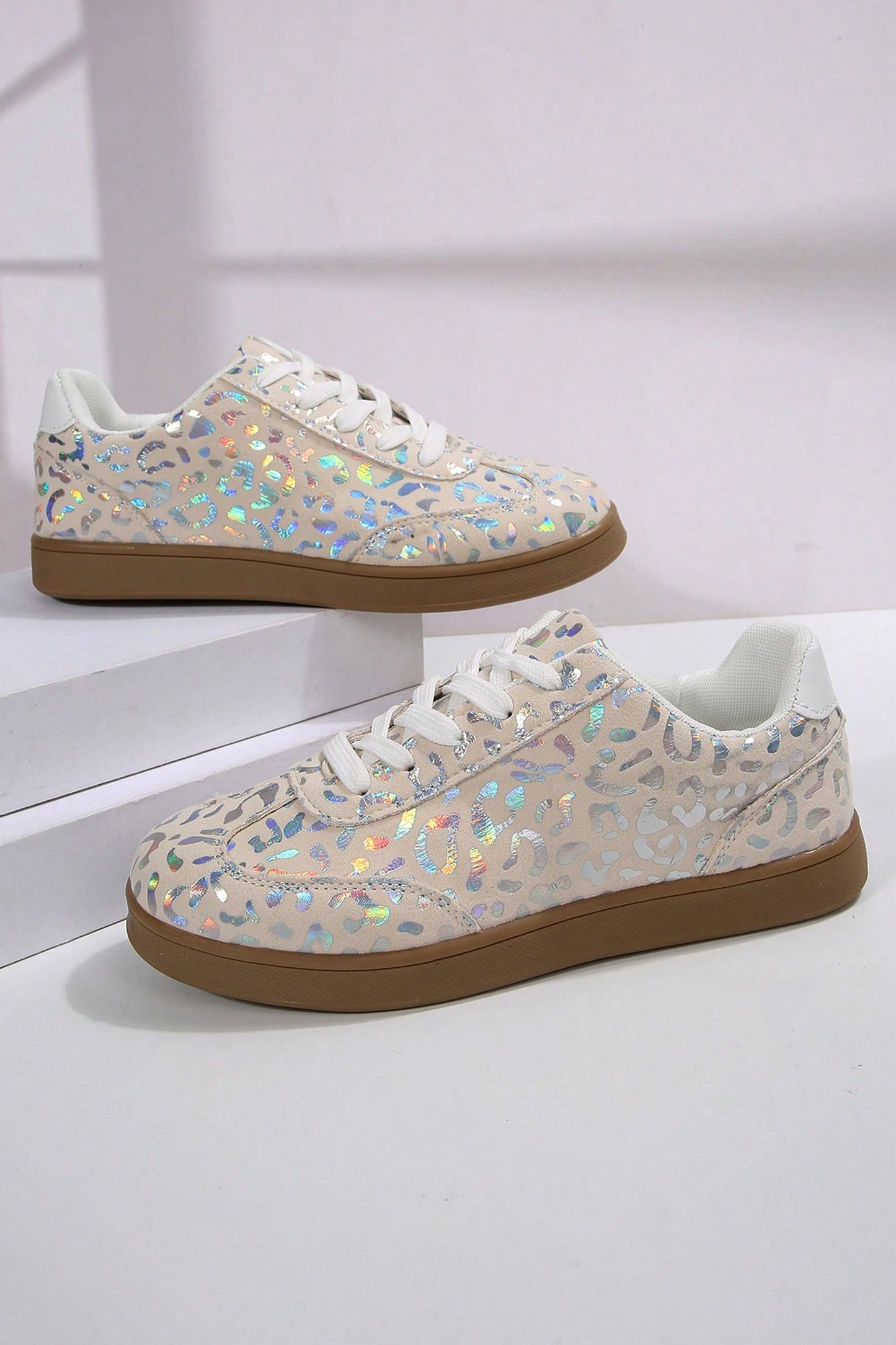 White Shiny Leopard Print Training Shoes-Shoes & Bags/Womens Shoes-[Adult]-[Female]-2022 Online Blue Zone Planet